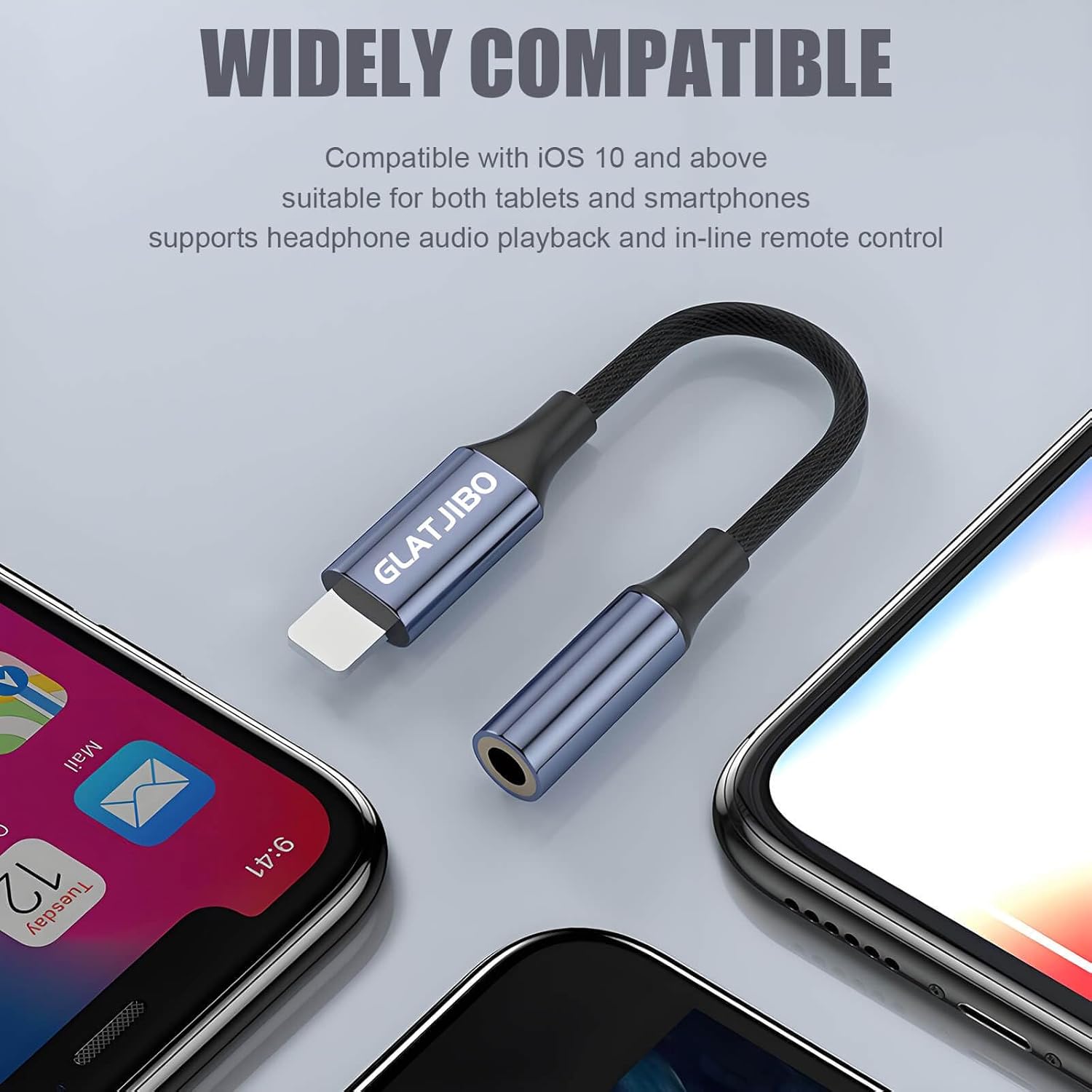 iPhone Lightning to AUX Adapter 3.5mm Headphone Dongle Music Support