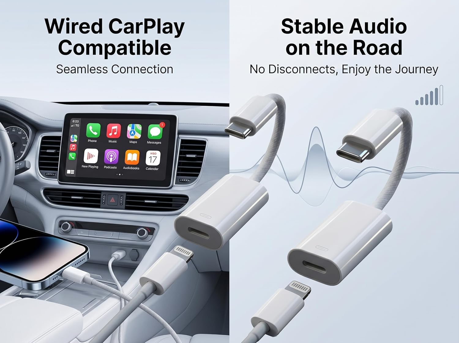 FARLINK 5-in-1 Lightning to USB-C Adapter Data Audio Charging Fast Connect