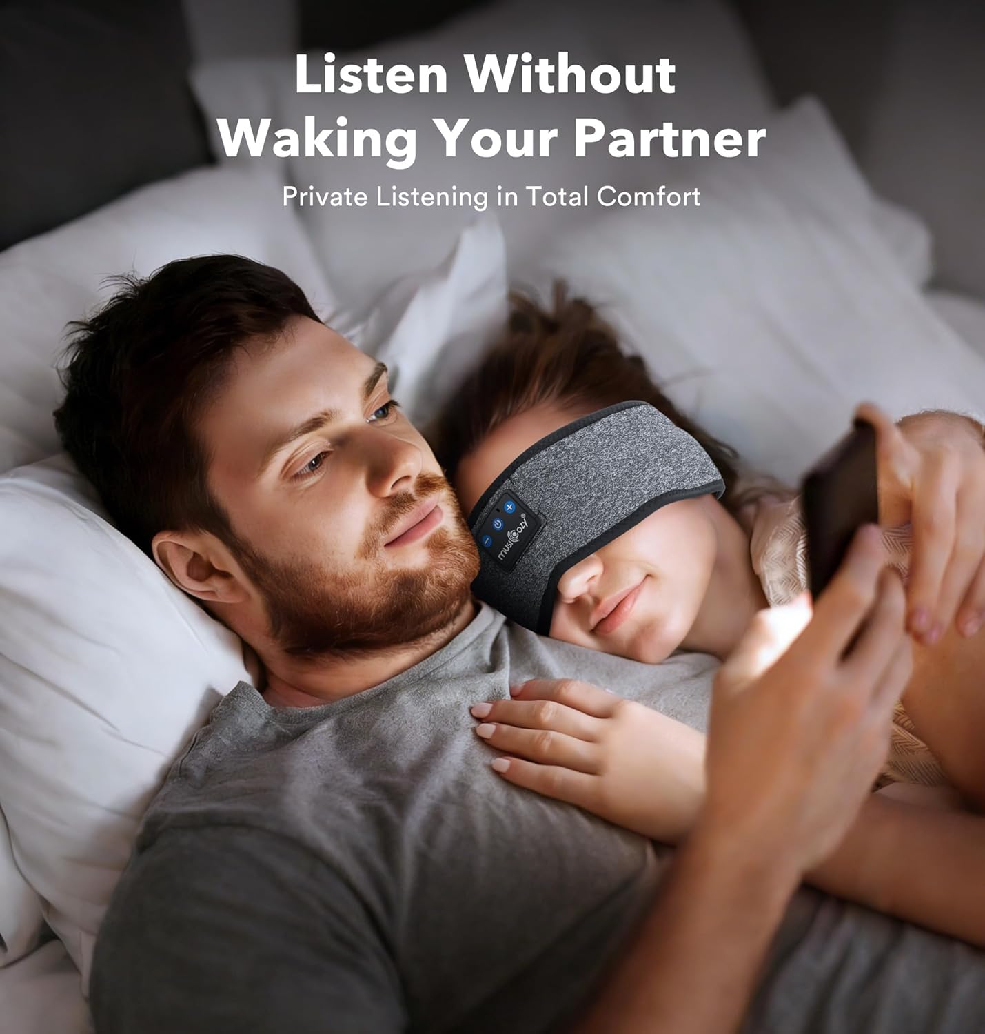 MUSICOZY Sleep Headphones Bluetooth 5.4 Headband 16H Playtime Sleep 70C