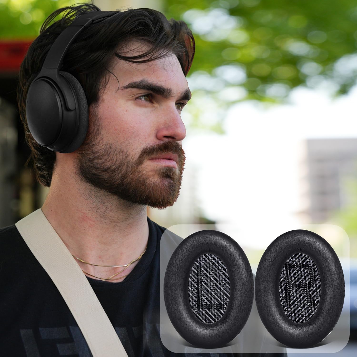 SoloWIT Earpads for Bose QC35 & QC35 II Headphones, Black Pair