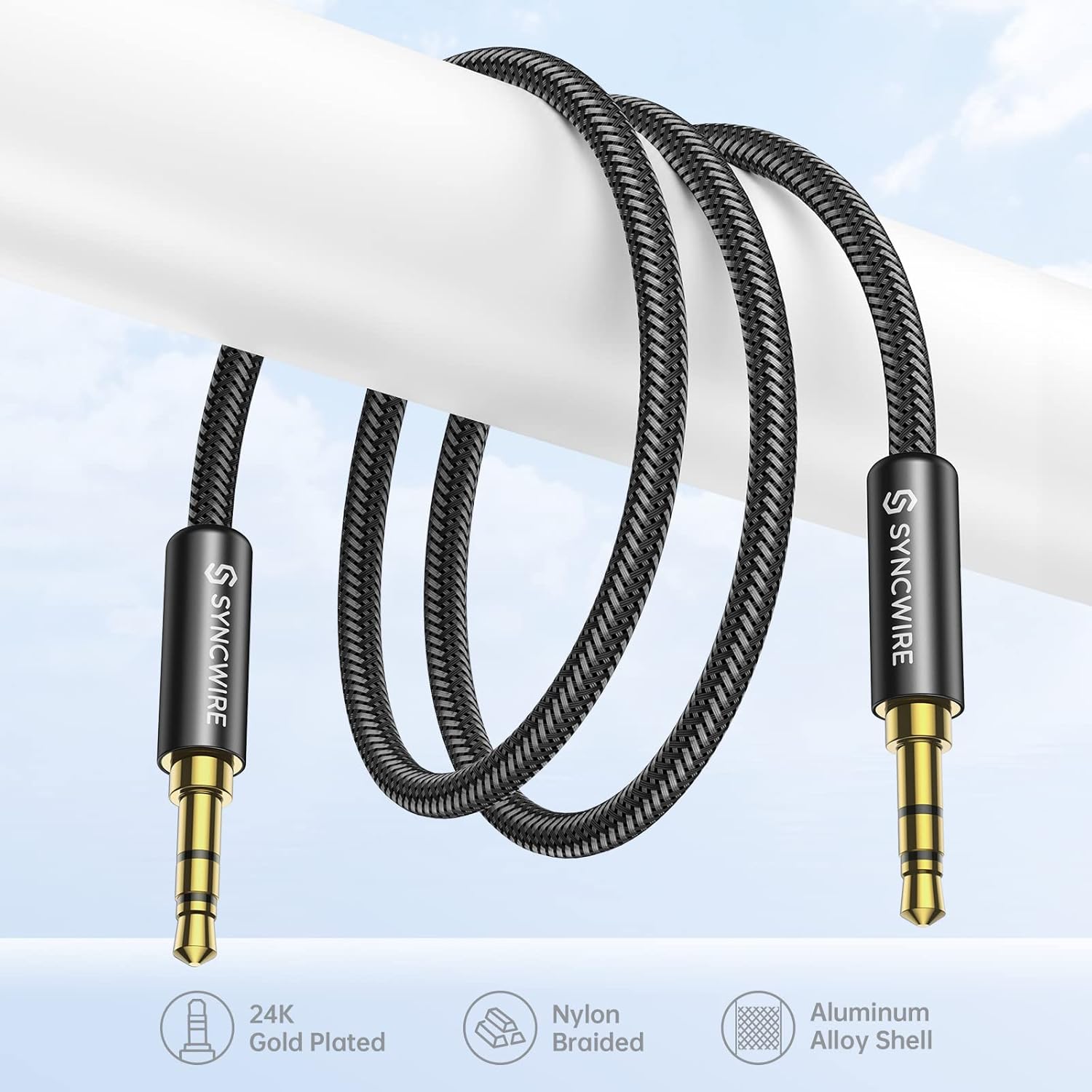 Syncwire 3.5mm Aux Cable 3.3ft Nylon Braided Audio Cable for Car Stereo