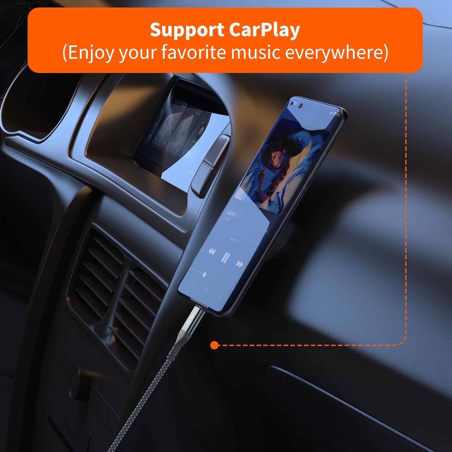 Premium USB-C to 3.5mm AUX Audio Cable 1.2M for Car Stereo, Headphones, Speakers & Smartphones Compatible with Galaxy, iPad & Huawei