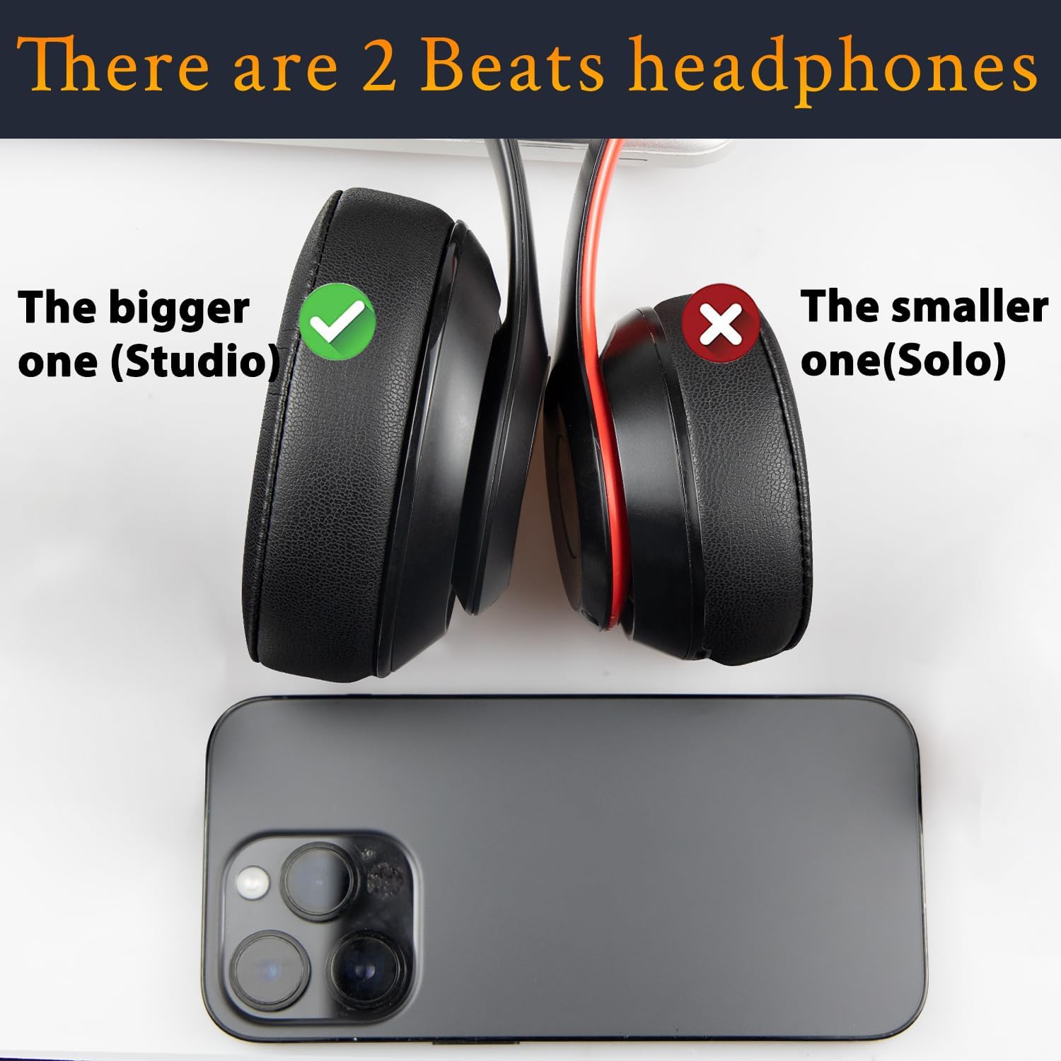 SoloWIT Earpads for Beats Studio 2/3 Memory Foam Protein Leather Black
