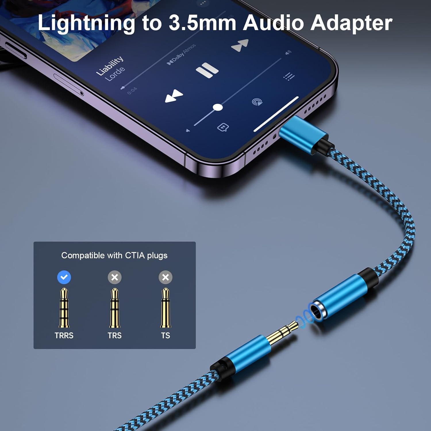 Lightning to 3.5mm Headphone Jack Adapter MFi Certified Audio Aux Dongle for iPhone 14 13 12 11 SE XS XR 8 Series High Quality Sound