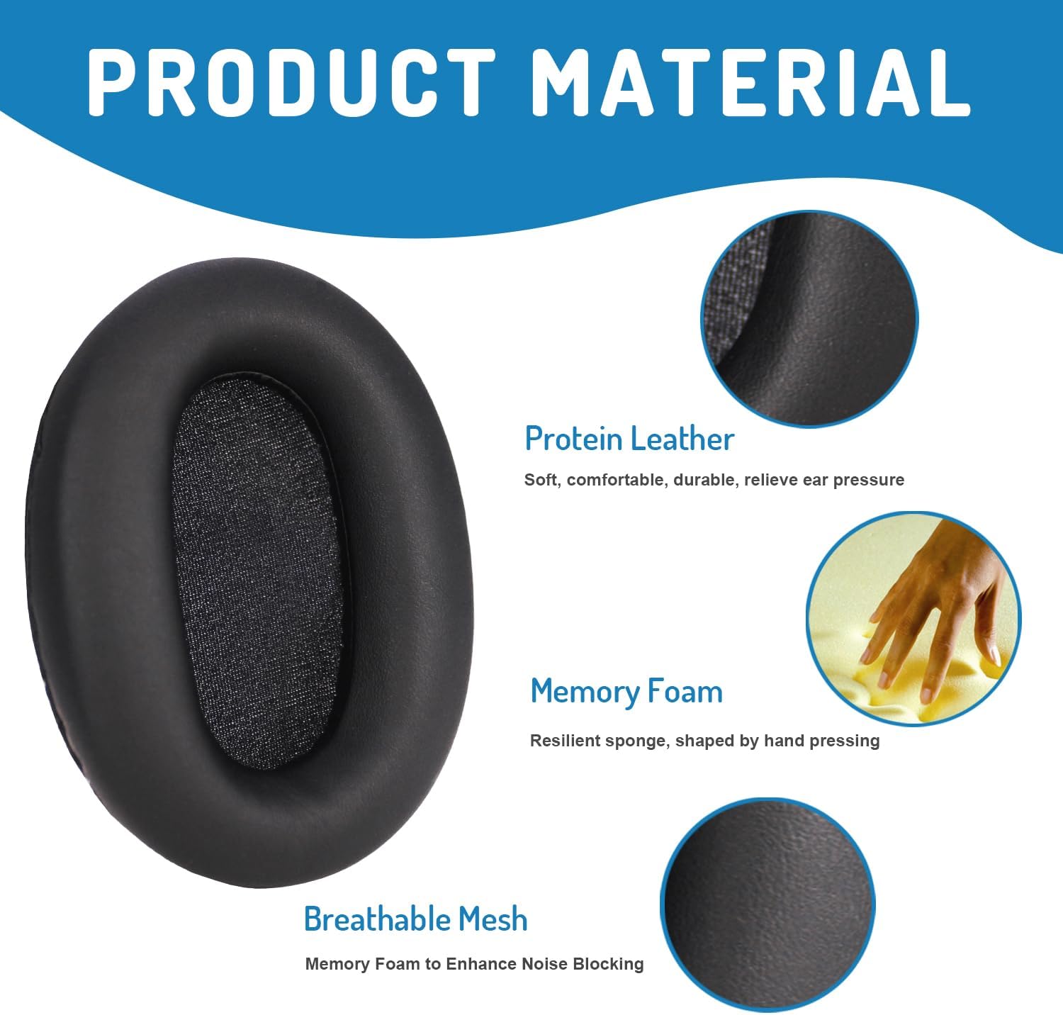 Adhiper WH-CH710N Ear Pads for Sony WH-CH700N/710N/720N Black