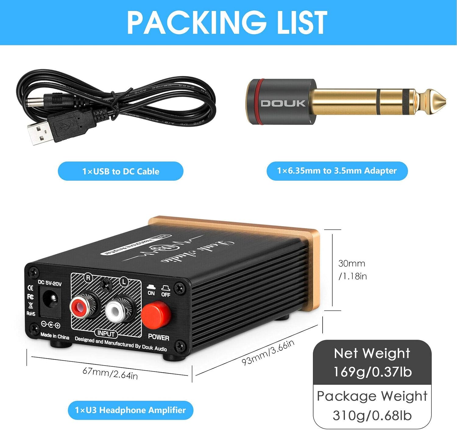 Douk Audio U3 Mini Class A Headphone Amplifier HiFi Stereo Amp 5VB