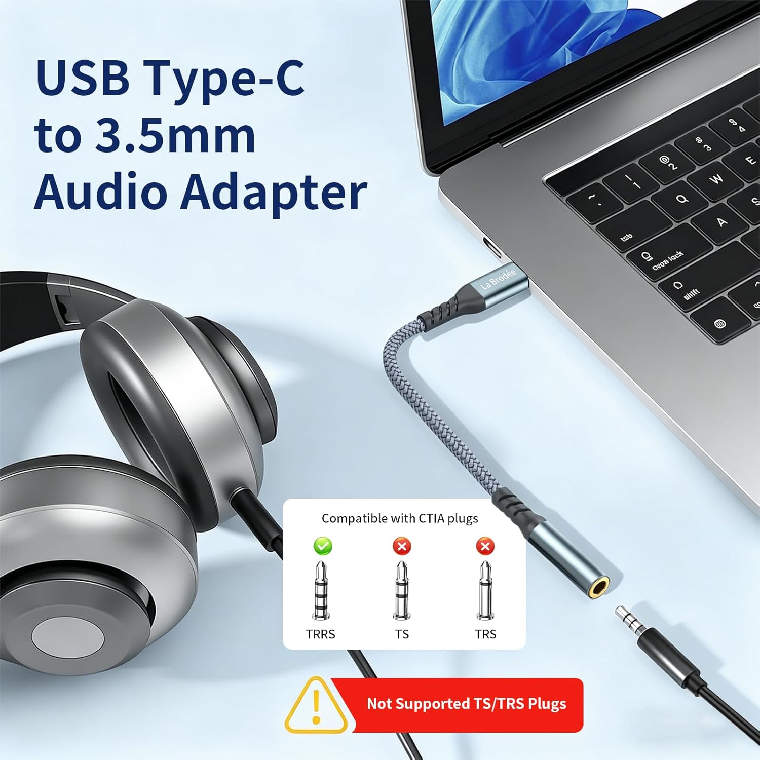 USB-C to 3.5mm Headphone Jack Adapter Digital Audio Aux Converter
