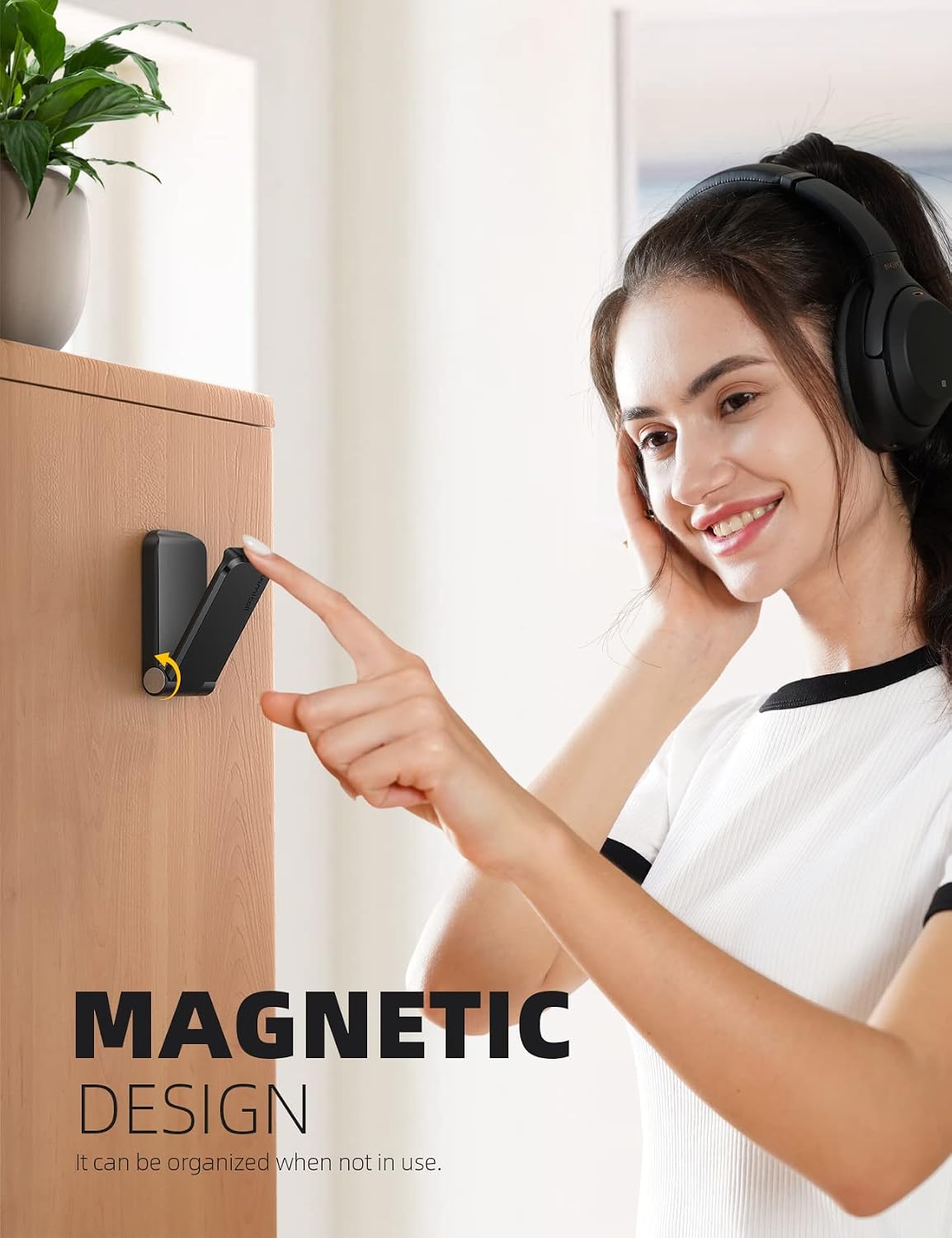 Lamicall Headphone Hanger Holder Under Desk Adhesive Hook, Black
