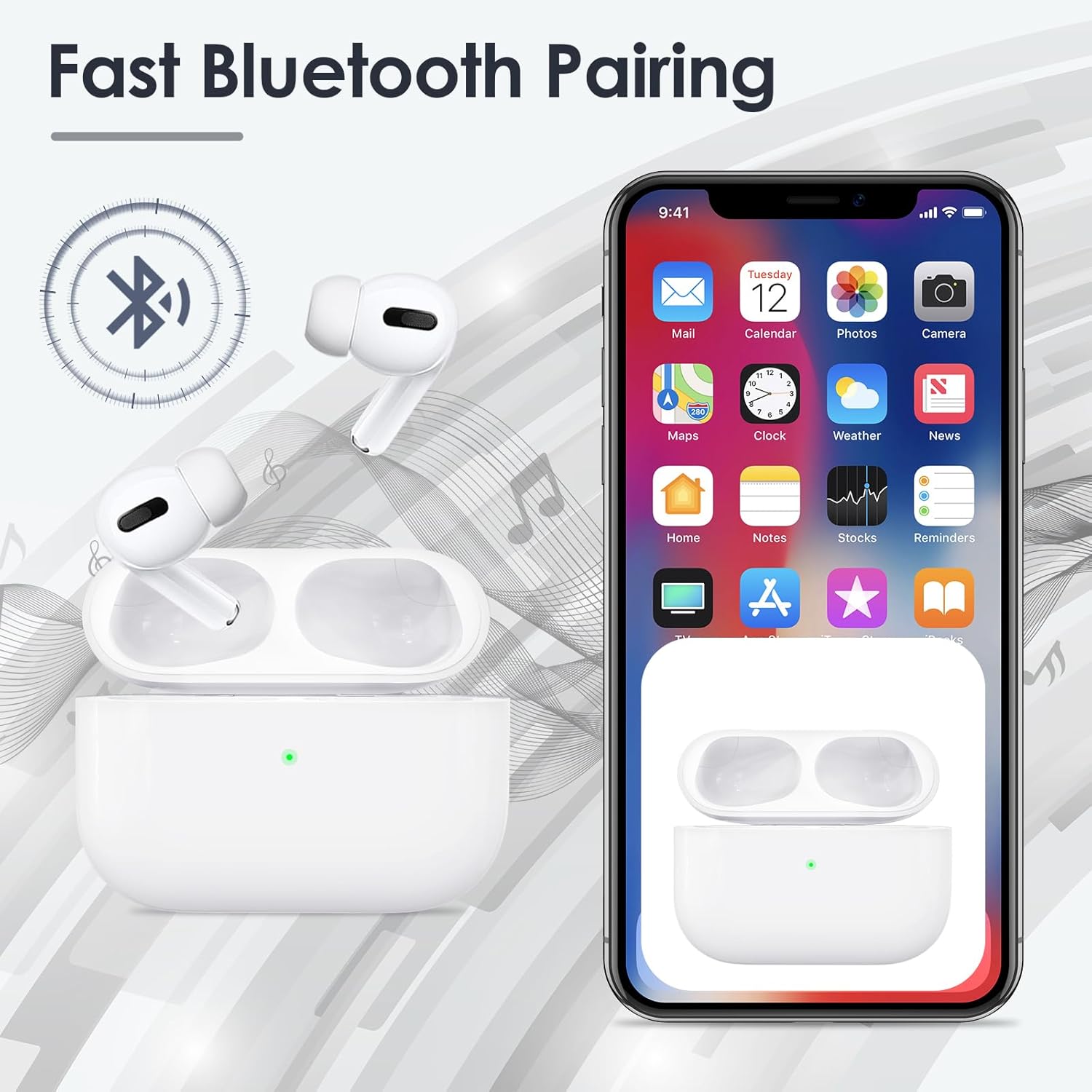 Replacement Charging Case for AirPods Pro 1/2, Wireless Sync Case