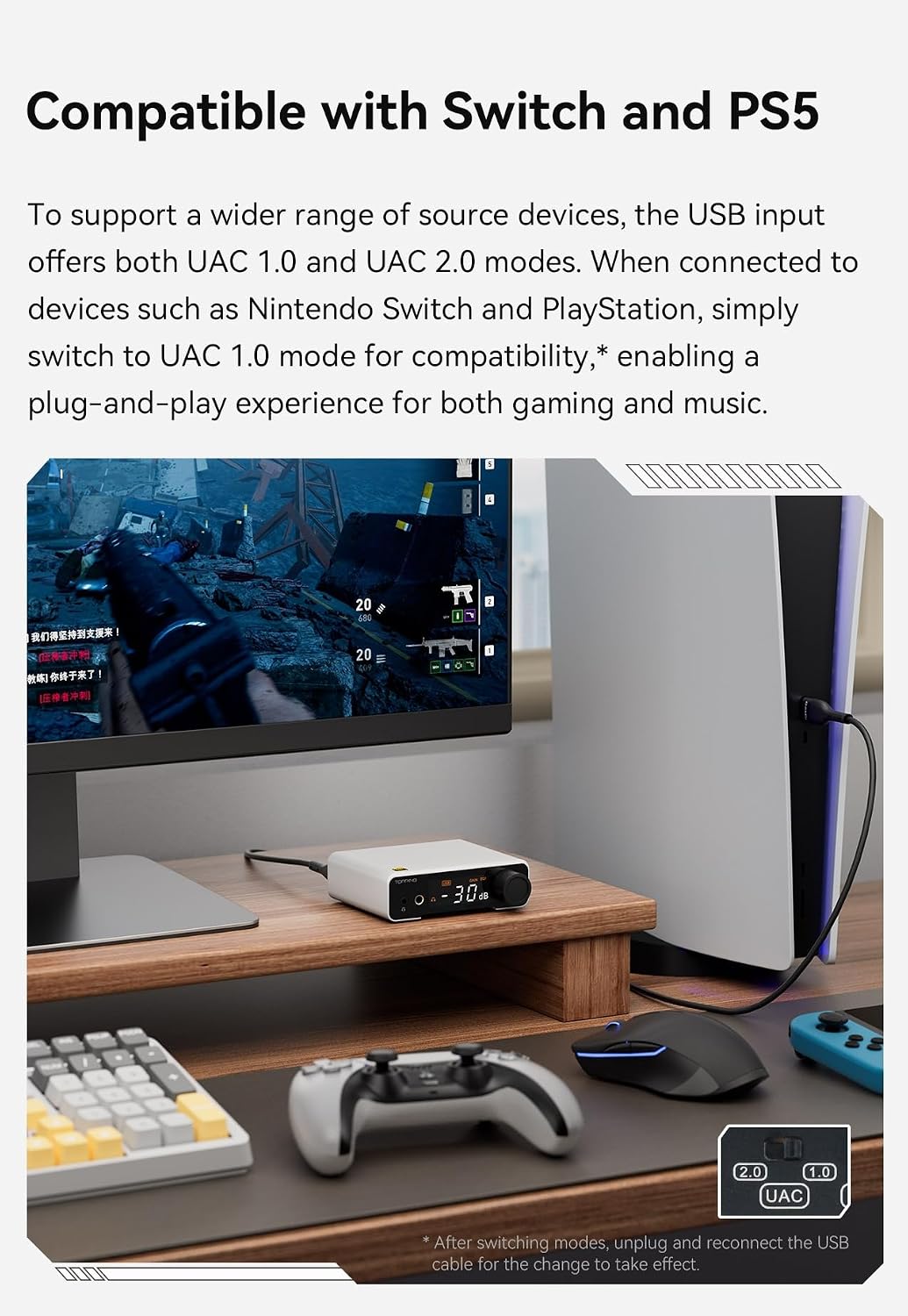 TOPPING DX1 II Gaming DAC Headphone Amp 4.4mm Balanced USB-C