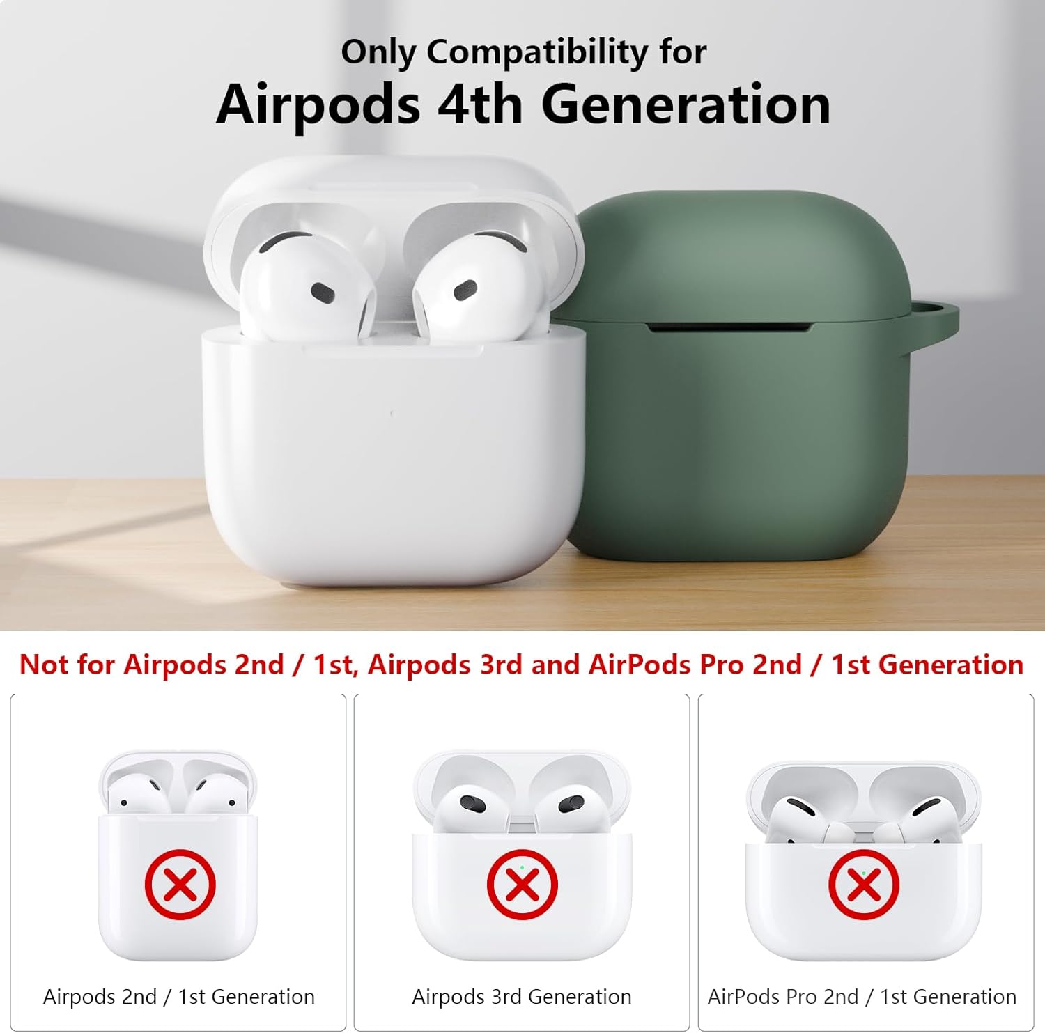 AirPods 4 Case 2024 with Cleaner Kit, Shockproof Silicone Cover, Green