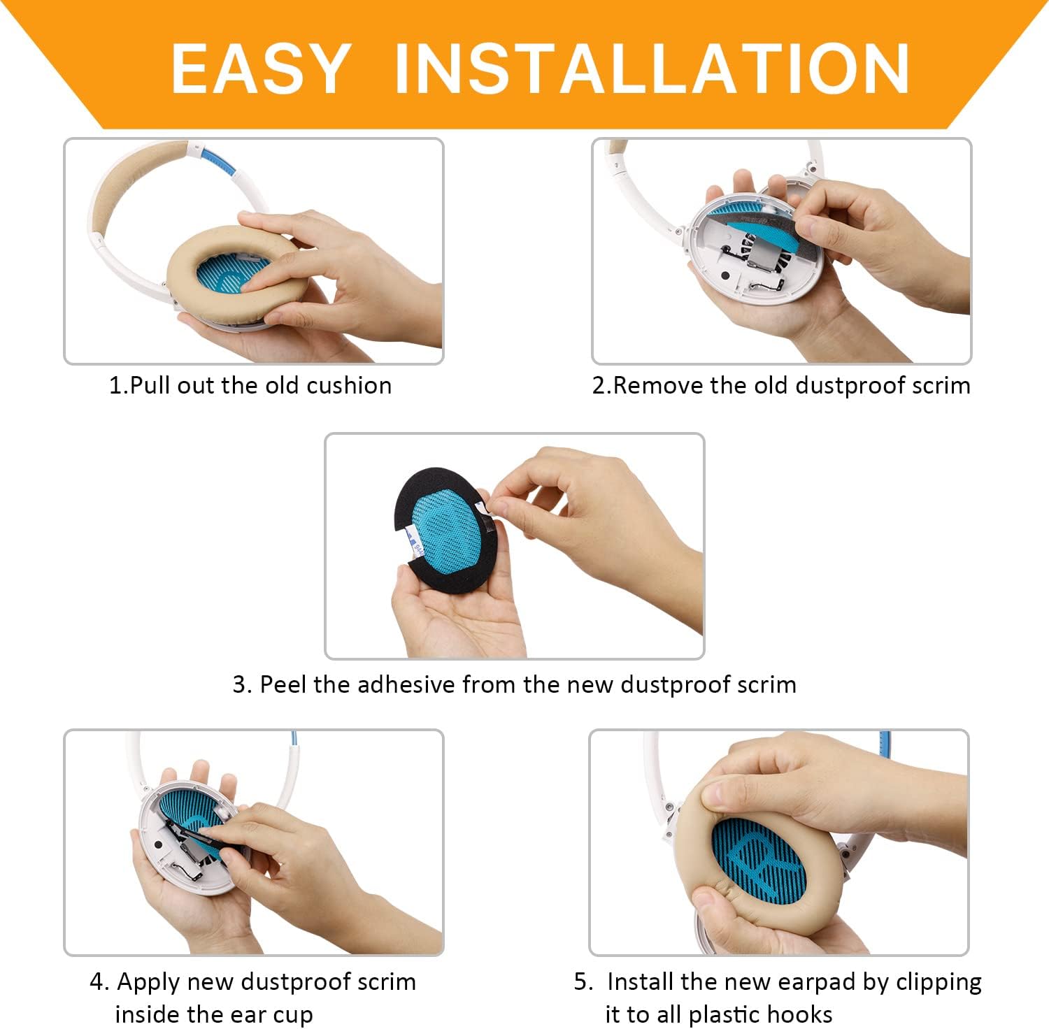 Bose QC35/QC25/QC15 Replacement Earpads for AE2 Headphones Cushions