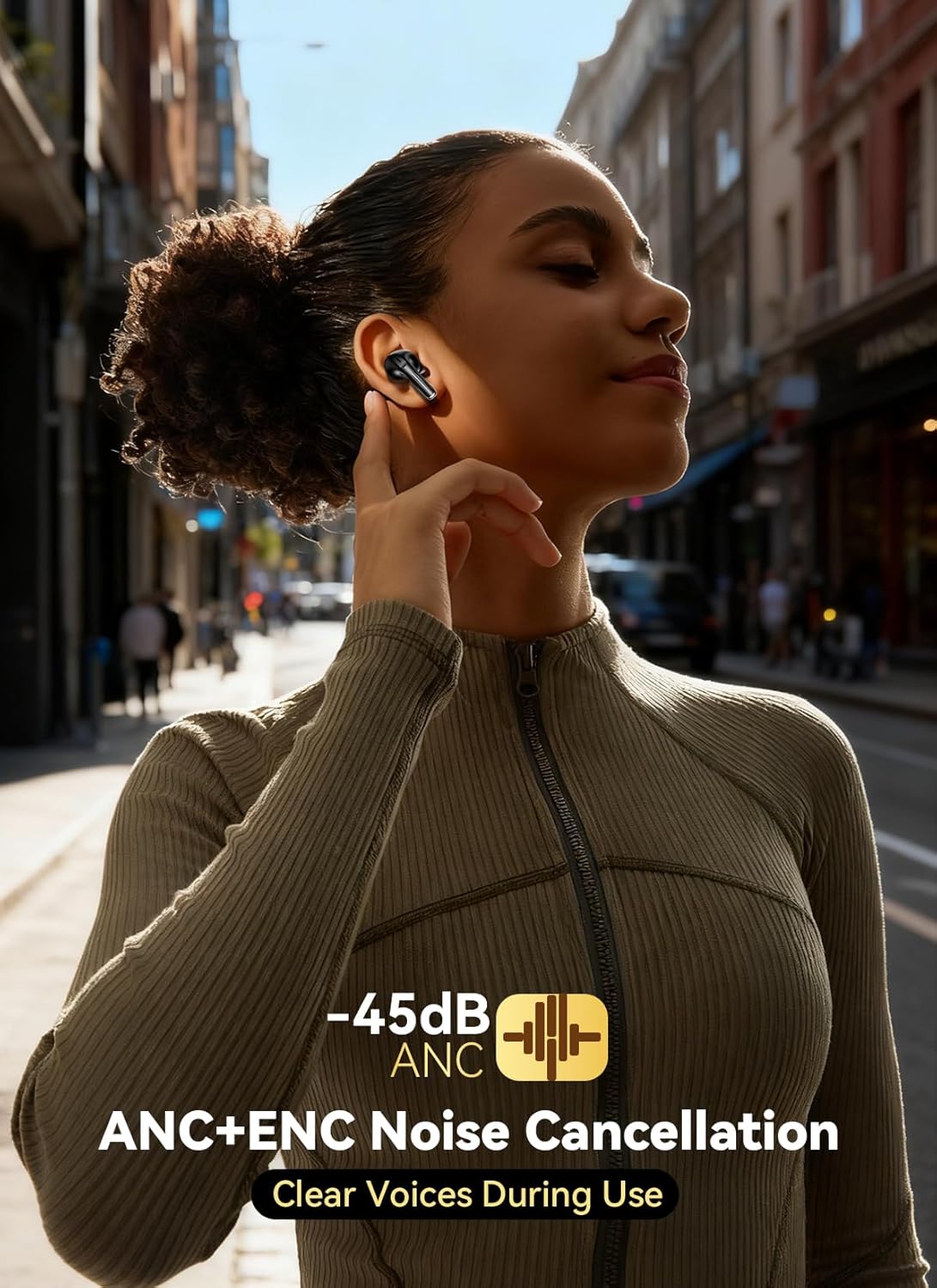 ZZU Wireless Earbuds Bluetooth 5.4, Touch Screen, ENC Noise Cancelling, 48H Playtime, HiFi Stereo (Black)