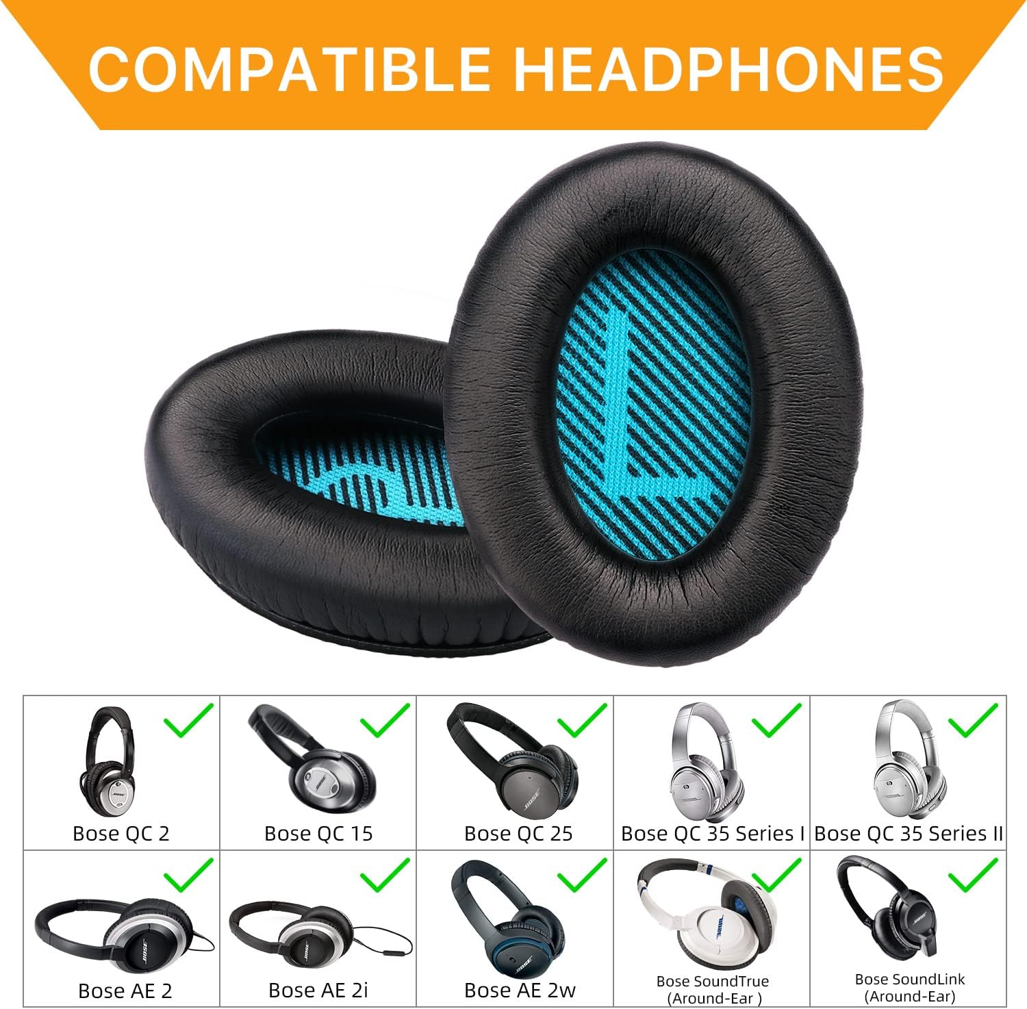 Bose QC35/QC25/QC15 Replacement Earpads for AE2 Headphones Cushions