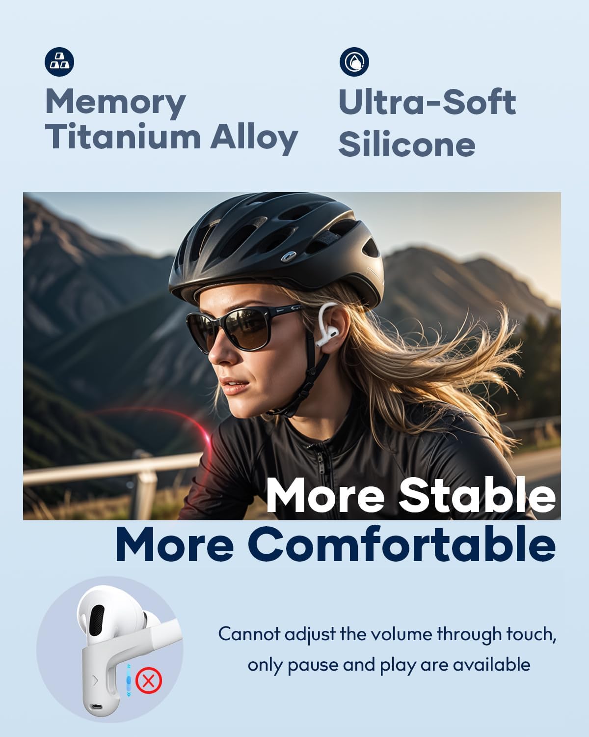 Gcioii Titanium Alloy Ear Hooks for AirPods Pro 3/2 & AirPods 3, White