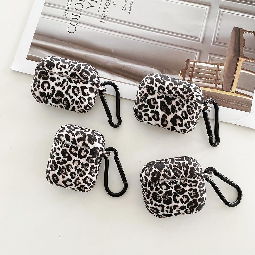 AirPods 4 Case 2024 Leopard Print Silicone Shockproof Cover Keychain