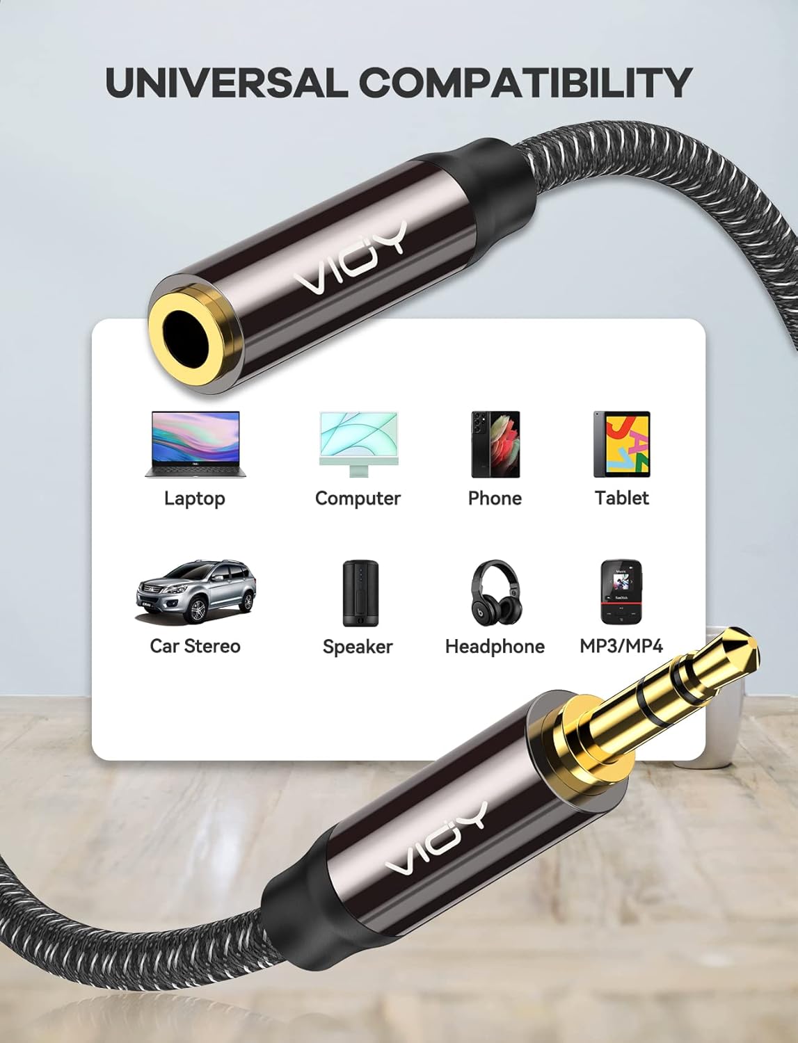 VIOY 6M Headphone Extension Cable 3.5mm Male to Female AUX Cord