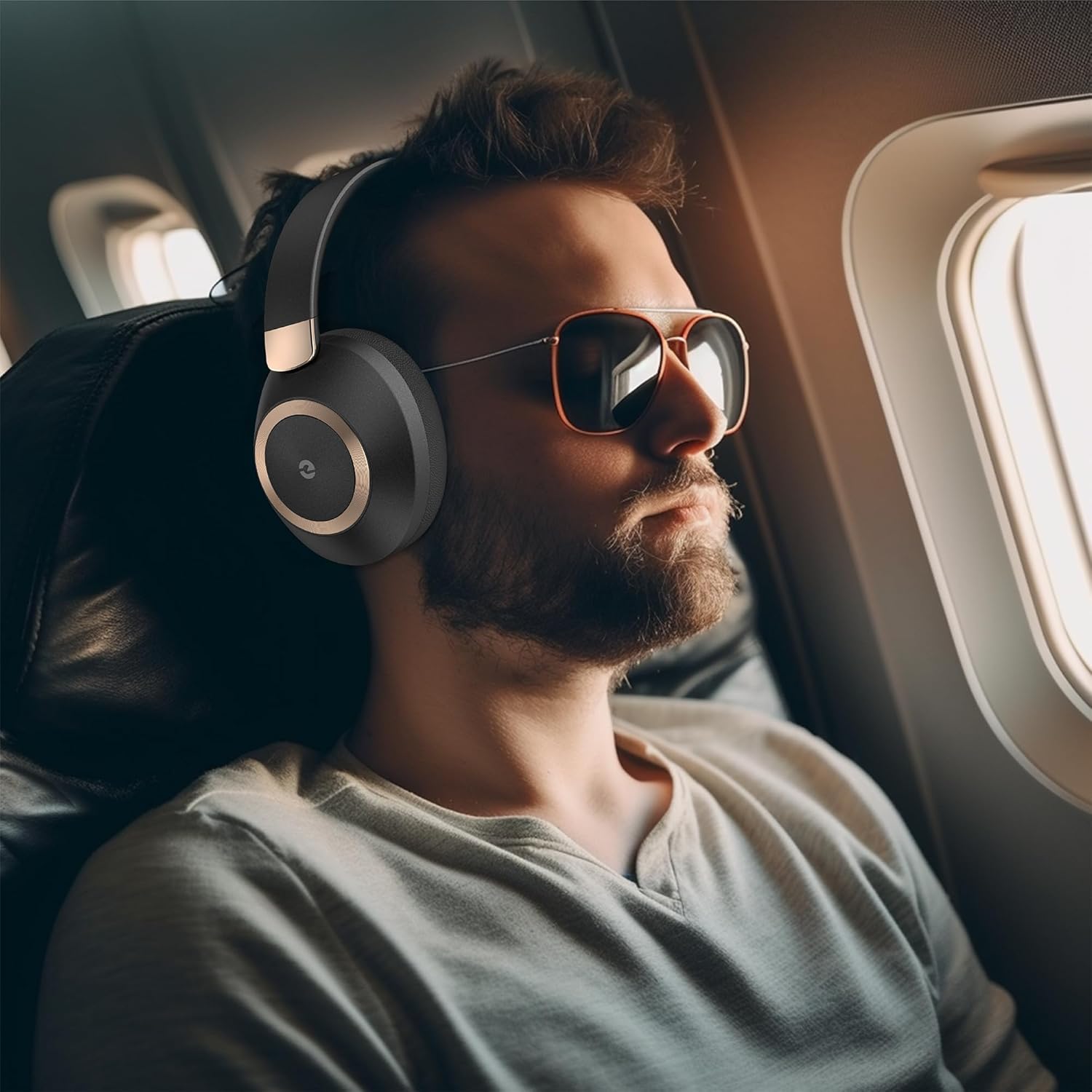 Noise Cancelling Over Ear Headphones Wireless 100H Playtime Fast Charge