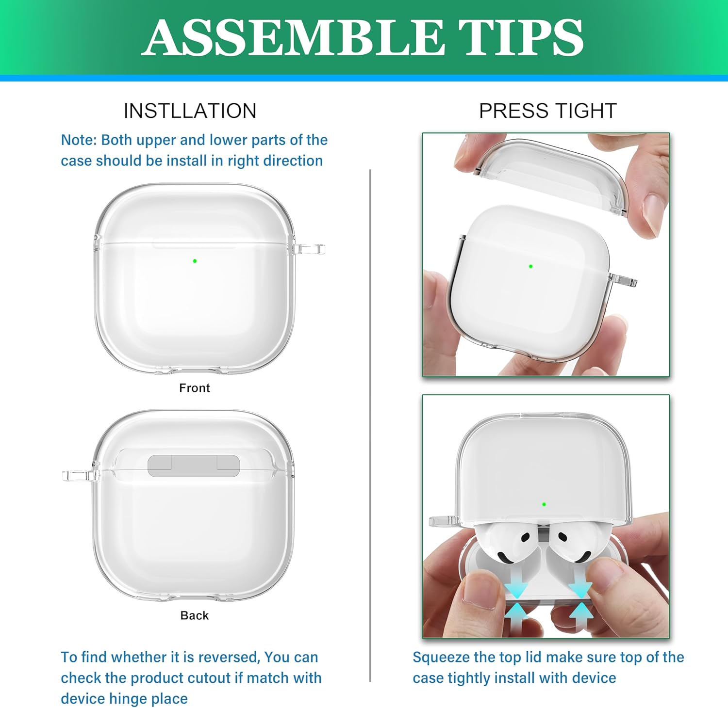 AirPods 4 Case Cover 2026, Military Shockproof TPU Clear Case with Cleaning Kit