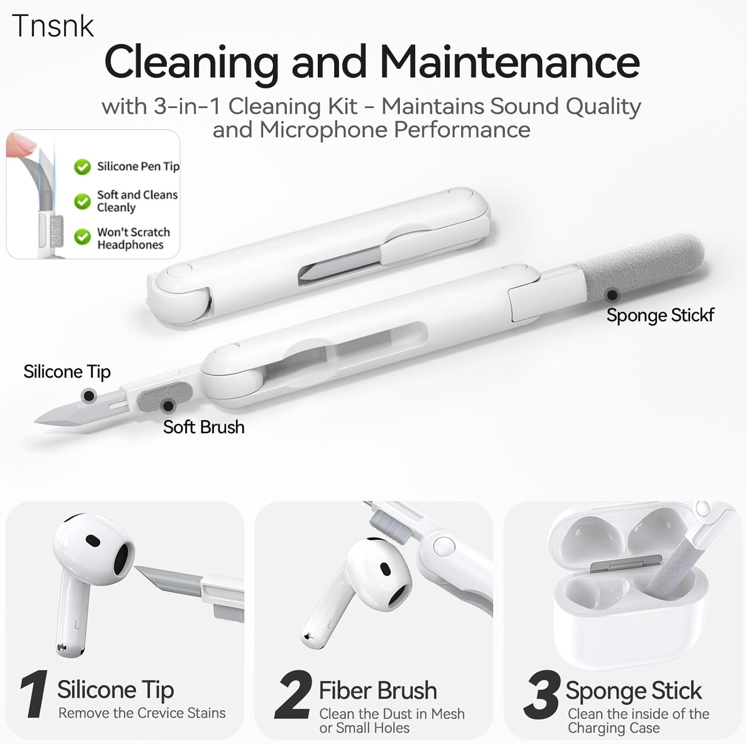 AirPods 4 Case Cover 2024, Silicone with Cleaner Kit & Keychain