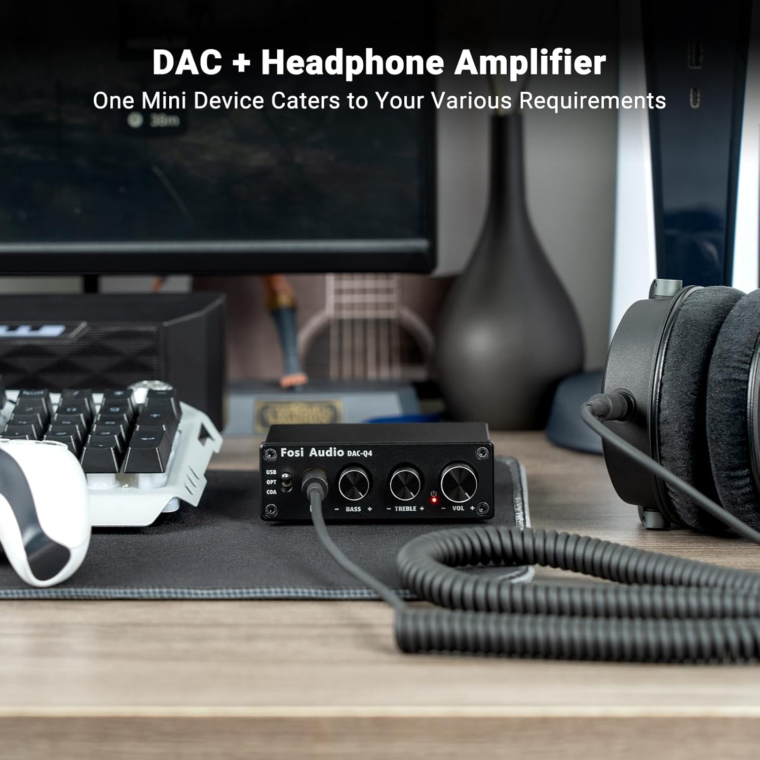 Fosi Audio Q4 DAC Headphone Amplifier USB Optical Coaxial 192kHz