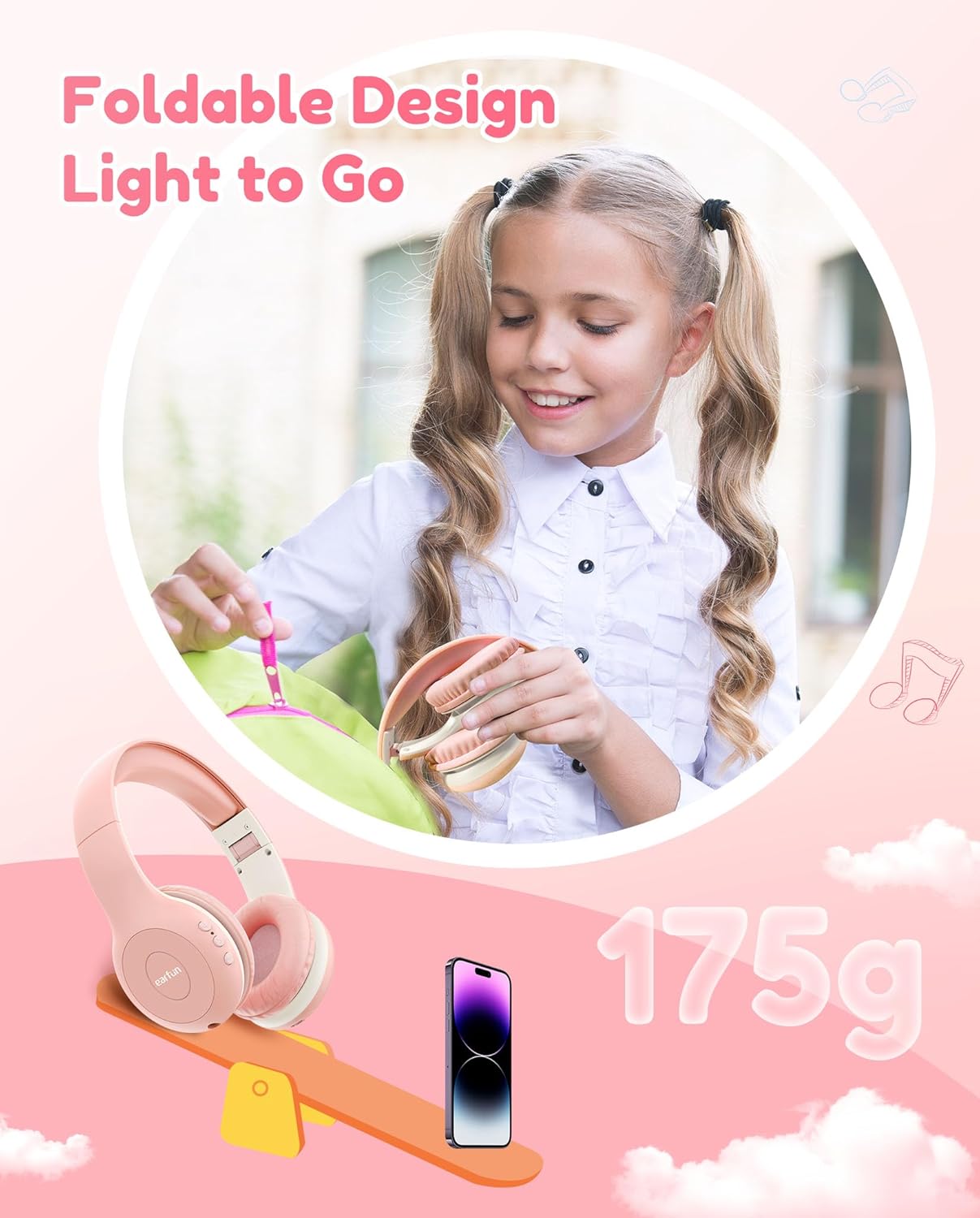 EarFun Kids Wireless Headphones, Bluetooth 5.4, 85/94dB Volume Limit X