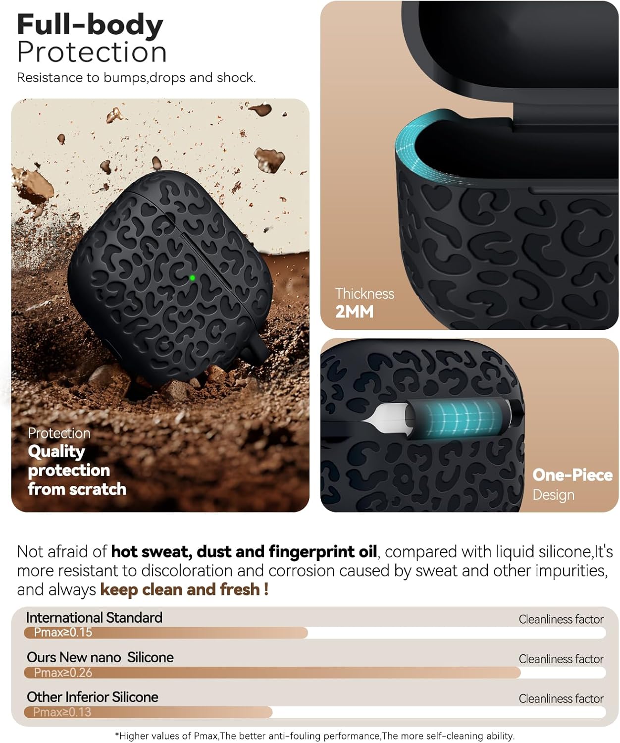AirPods 4 Case 2024 Leopard Silicone Cover with Keychain & Cleaner