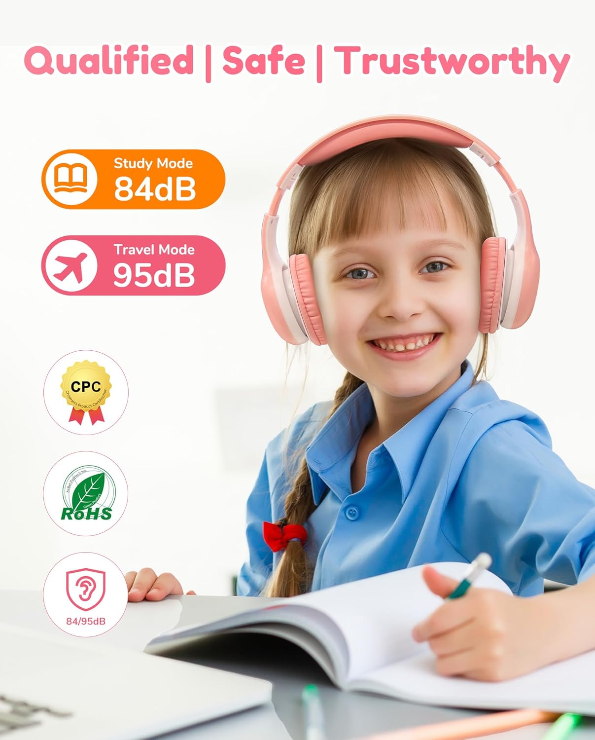 EarFun Kids Wireless Headphones, Bluetooth 5.4, 85/94dB Volume Limit X