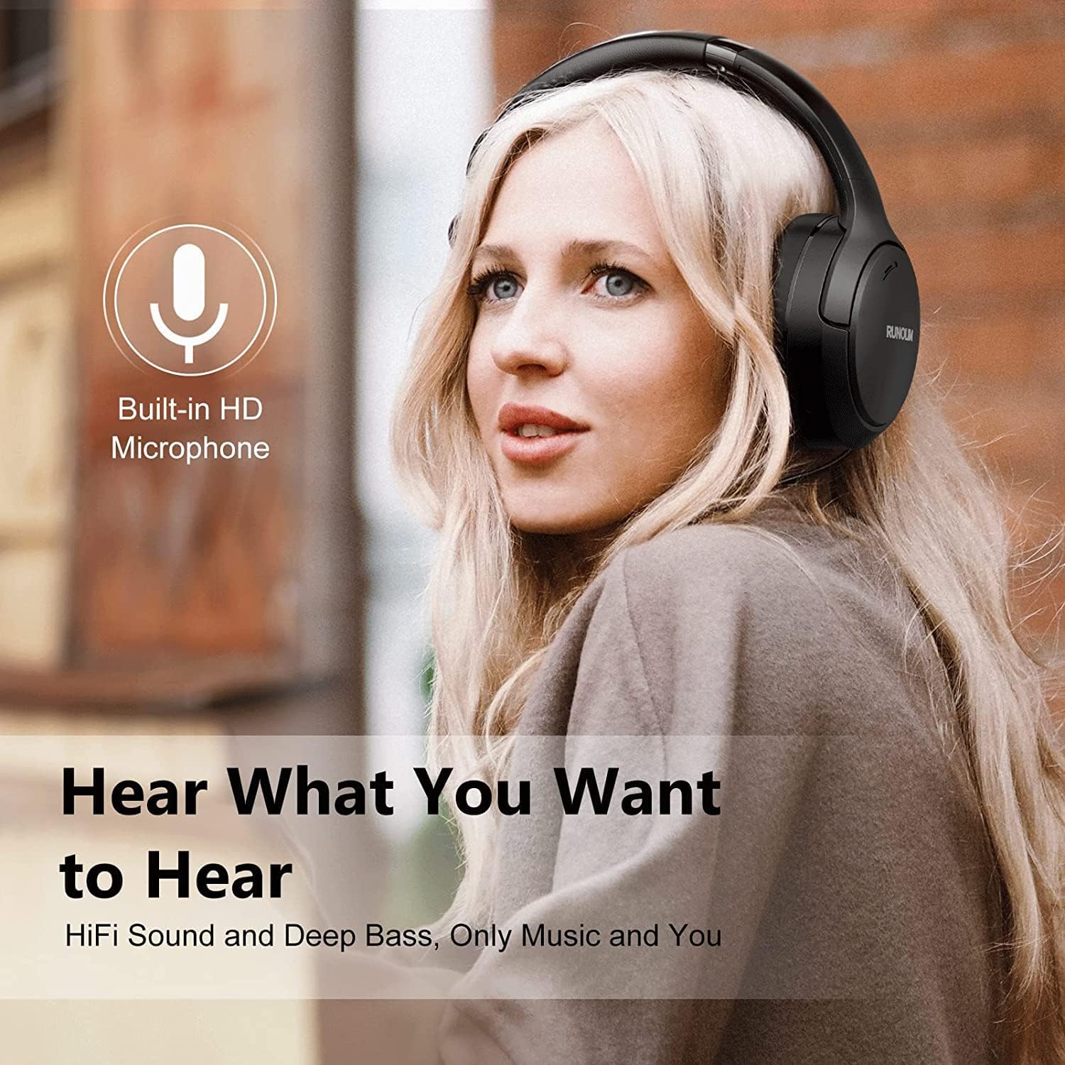 Hybrid ANC Wireless Headphones, 70H Playtime, Deep Bass, Foldable