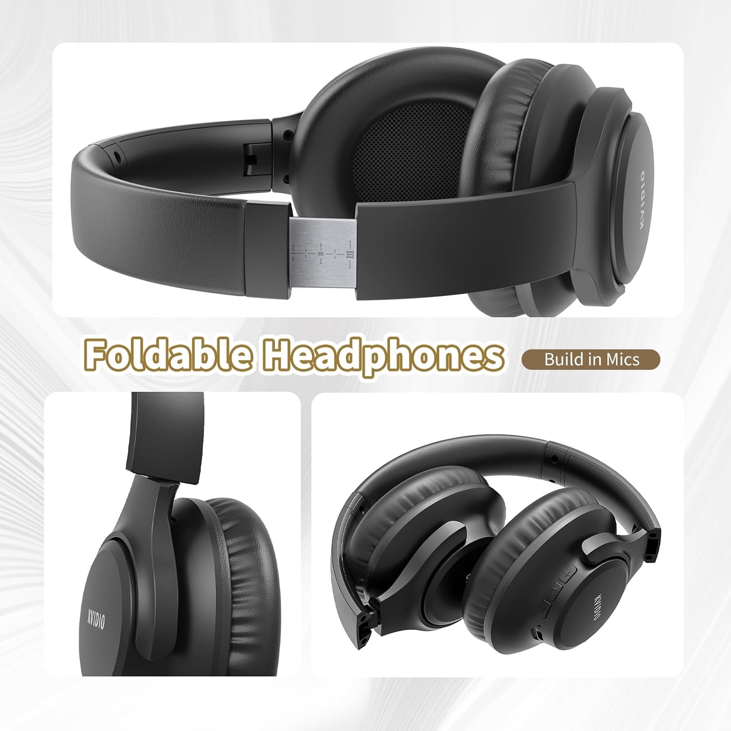 Wireless Over-Ear Bluetooth Headphones, 65H Battery, Deep Bass, HiFi Sound, Mic, Black