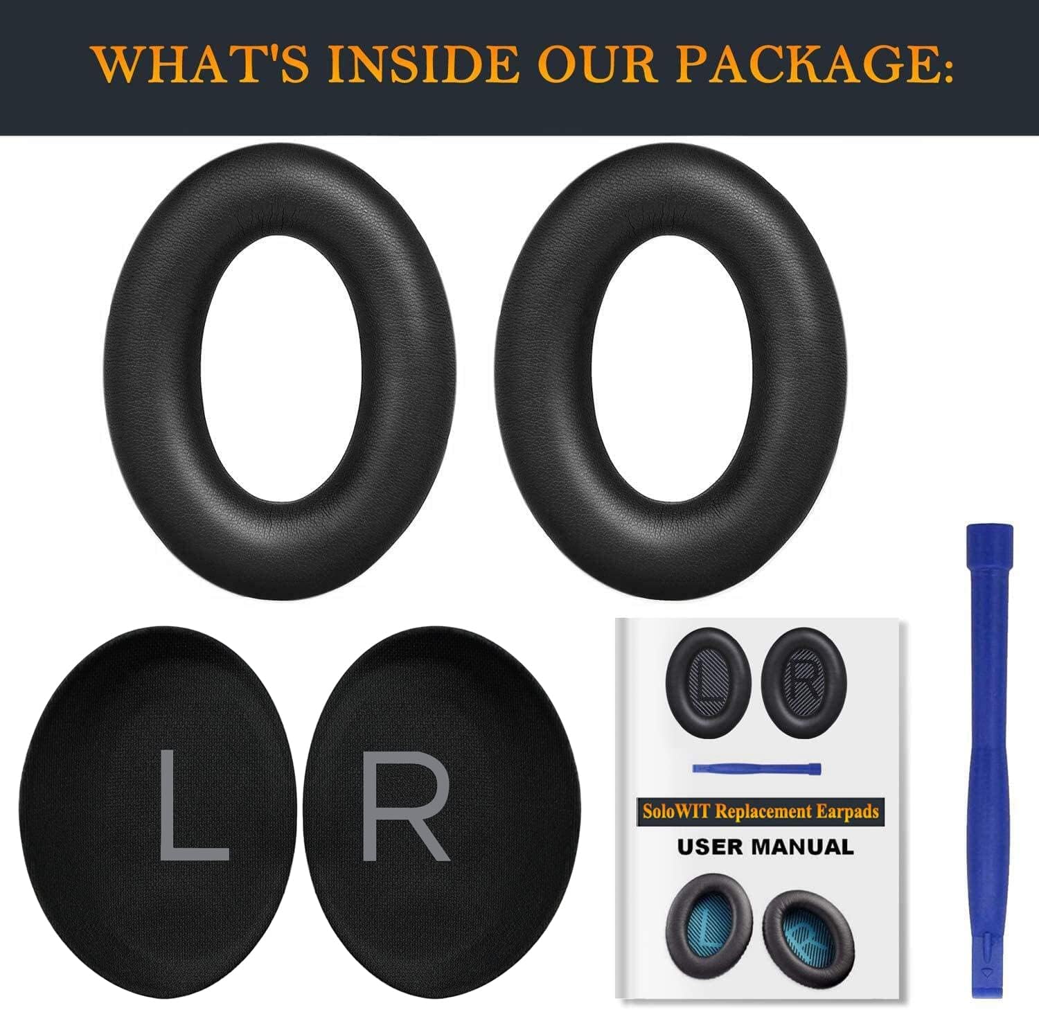 SOULWIT Earpads for Bose QC45/QC SE/QC Wireless Headphones Black