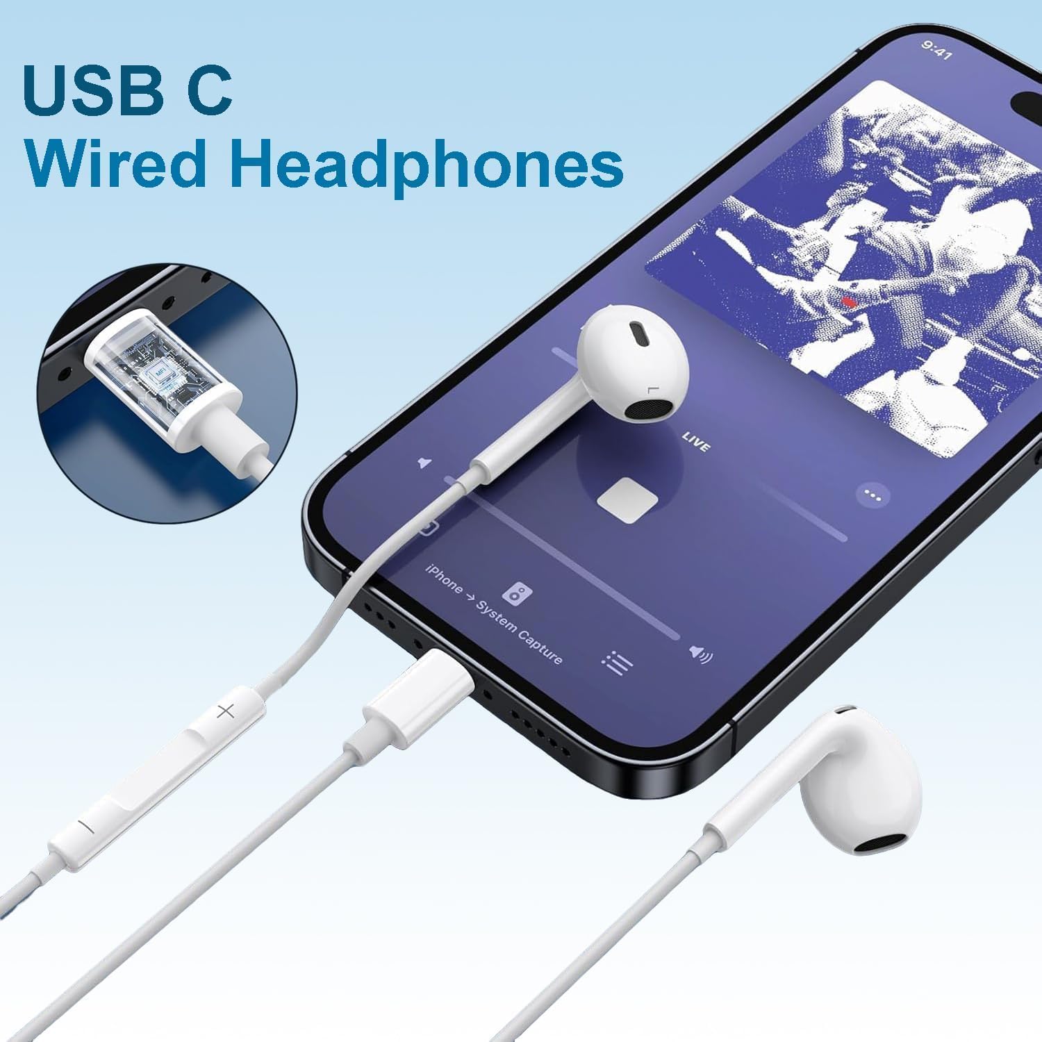 2 Pack USB-C Earbuds with Mic | Noise Cancelling Type-C for iPhone 17/16/15, Samsung, Pixel, iPad, White