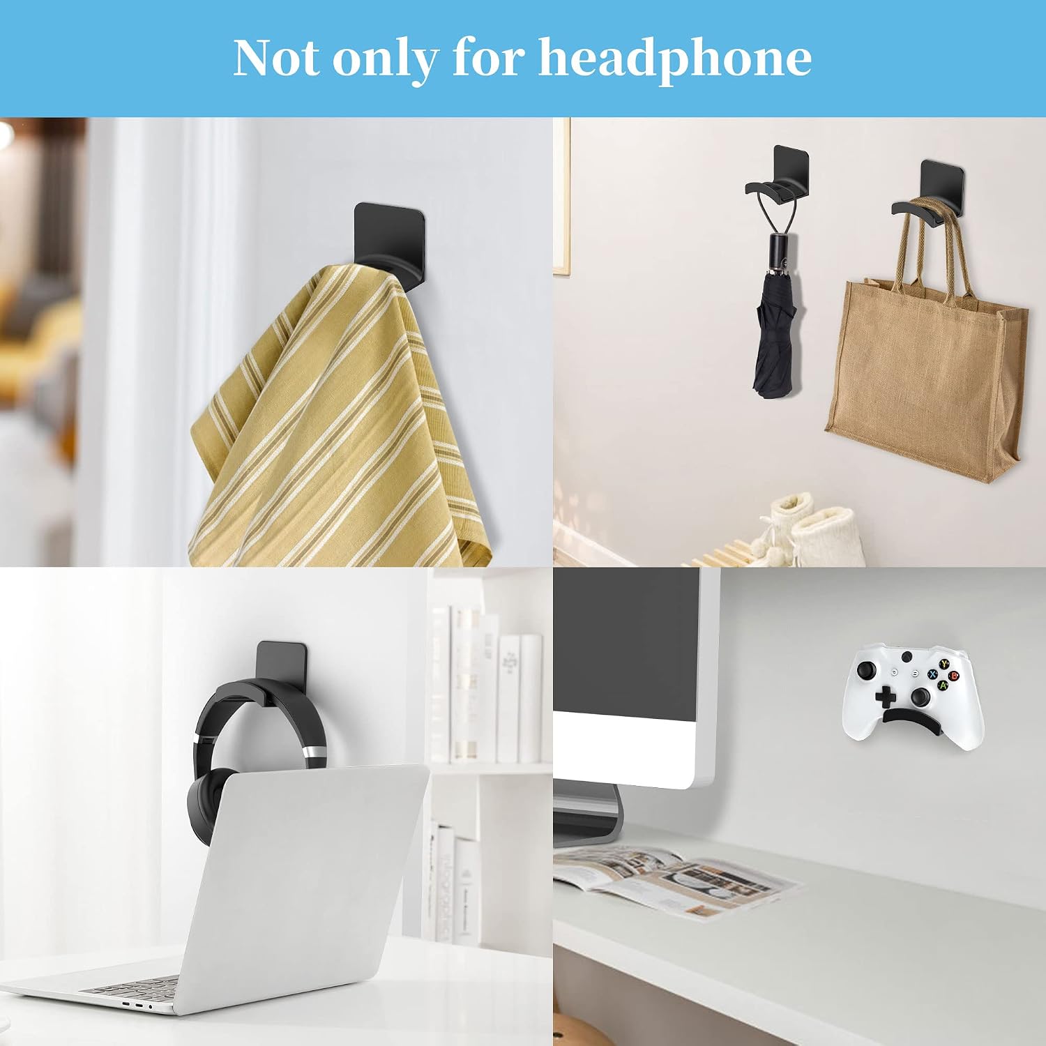 Cozycase Headphone Mount Hanger Holder Adhesive Headset Hook, Black