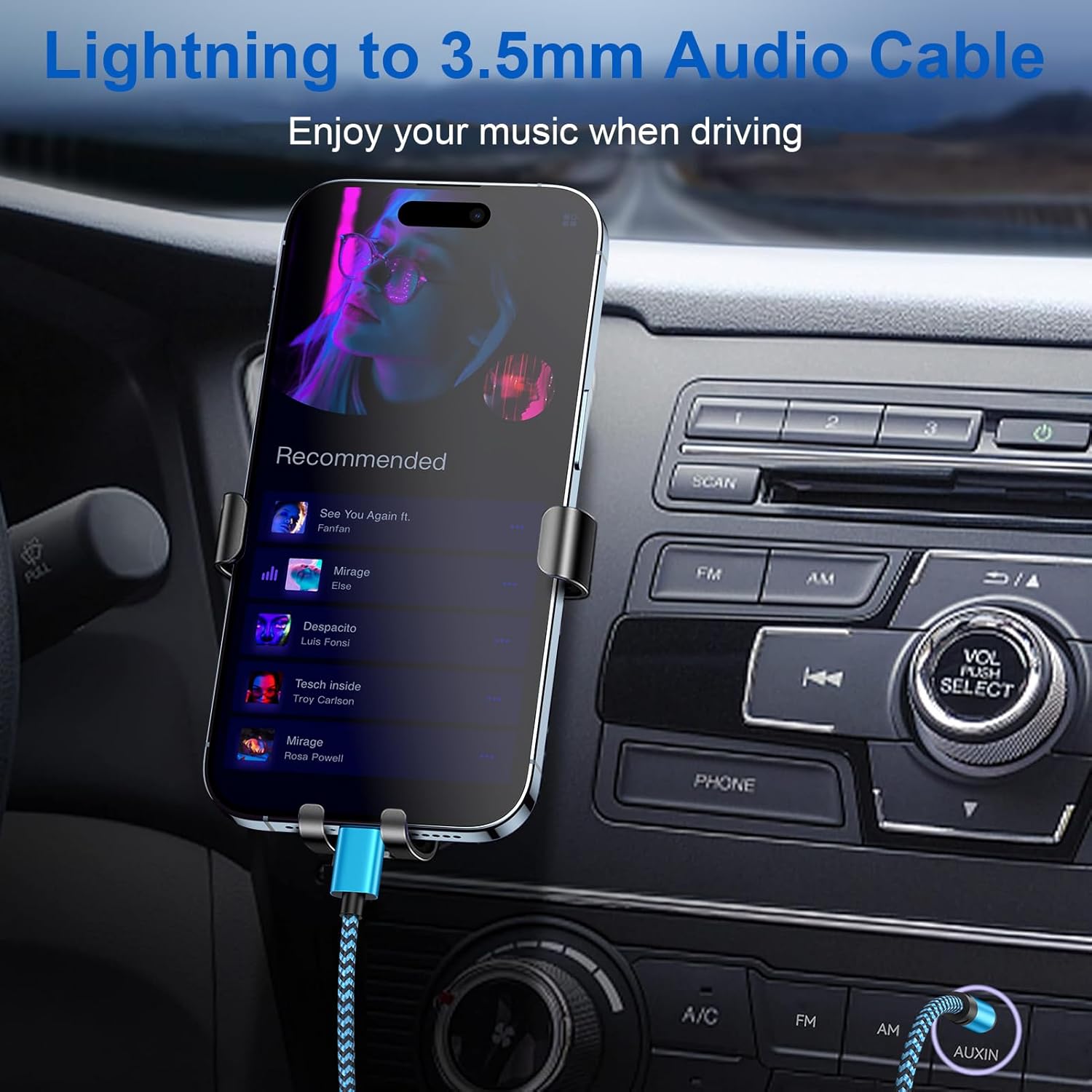 iPhone AUX to Lightning Cable 1M for Car Stereo, Headphones & Audio