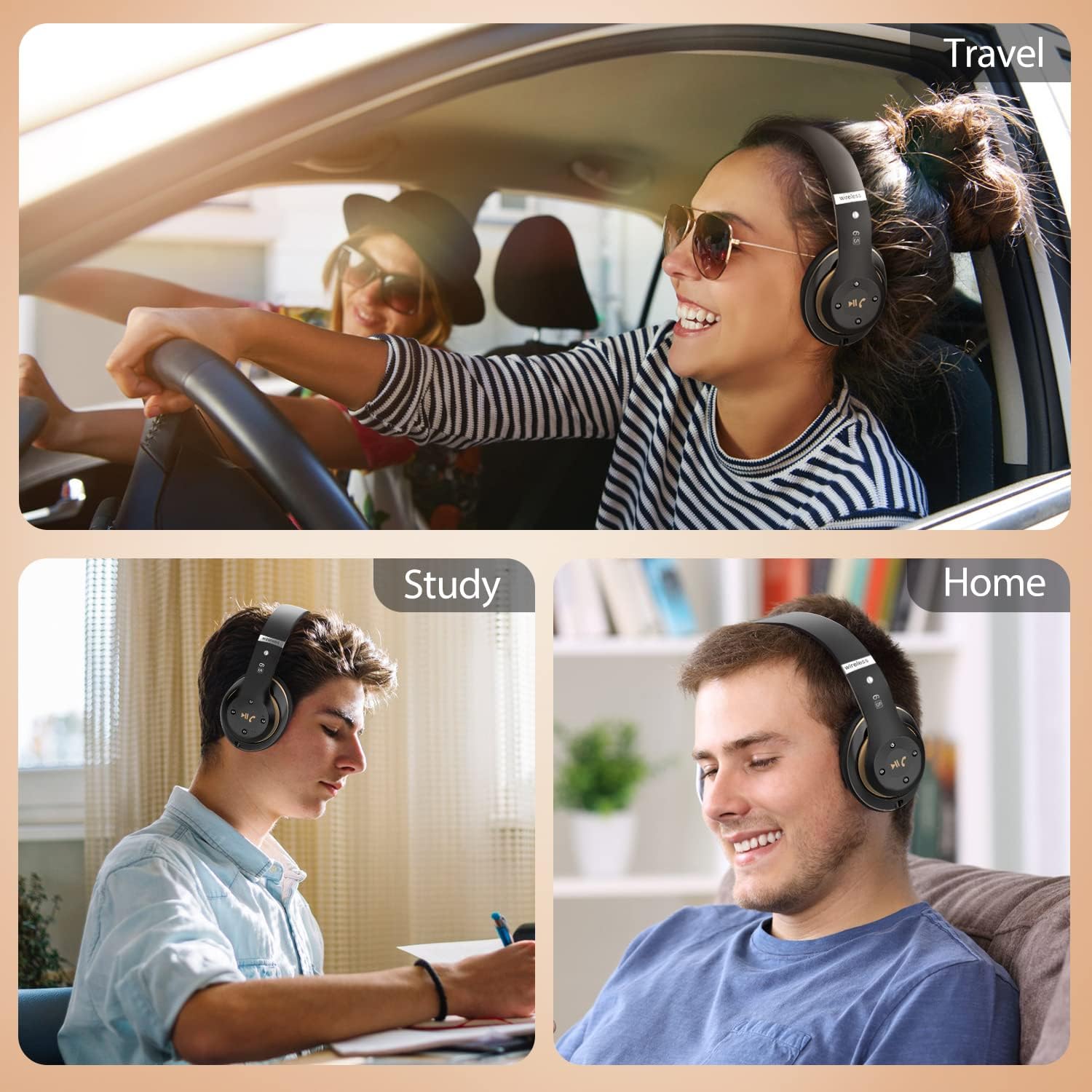 Rebocico Bluetooth Over-Ear Headphones 65H Playtime Wireless Headset