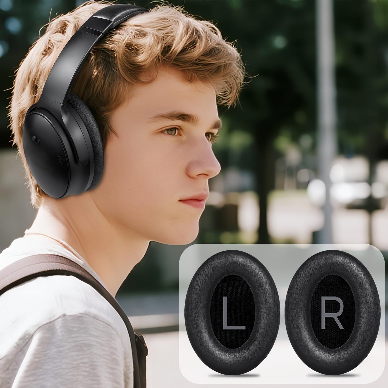 SOULWIT Earpads for Bose QC45/QC SE/QC Wireless Headphones Black