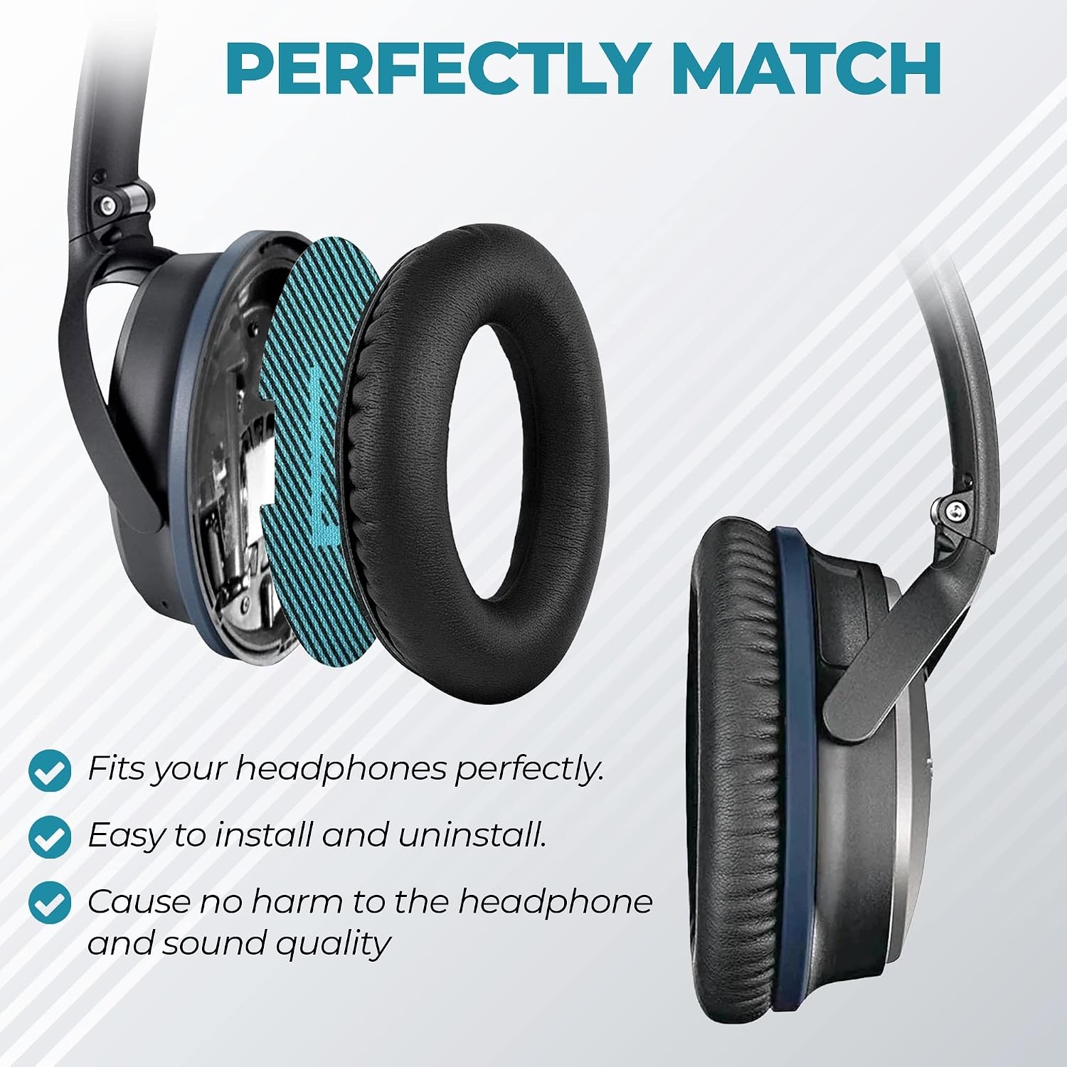 Replacement Earpads for Bose QC15 QC25 QC35 AE2 Headphones Black