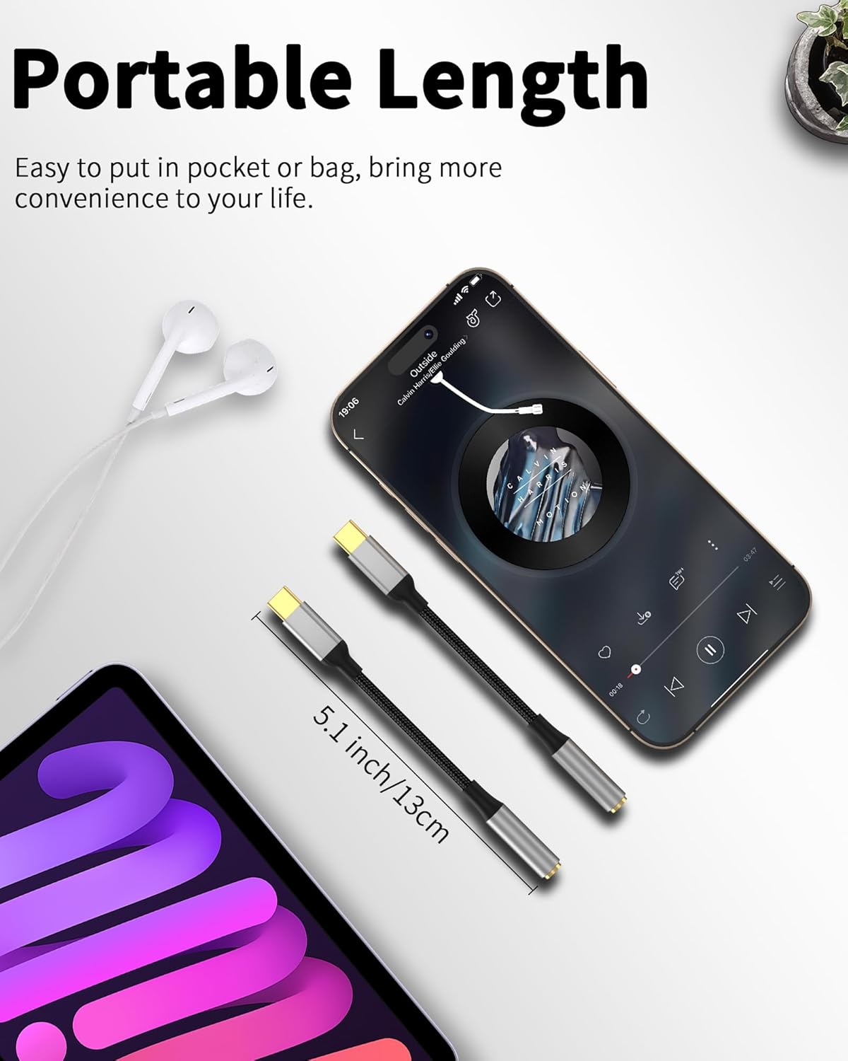 2 Pack USB-C to 3.5mm Adapter with DAC Hi-Fi Stereo Audio Cable