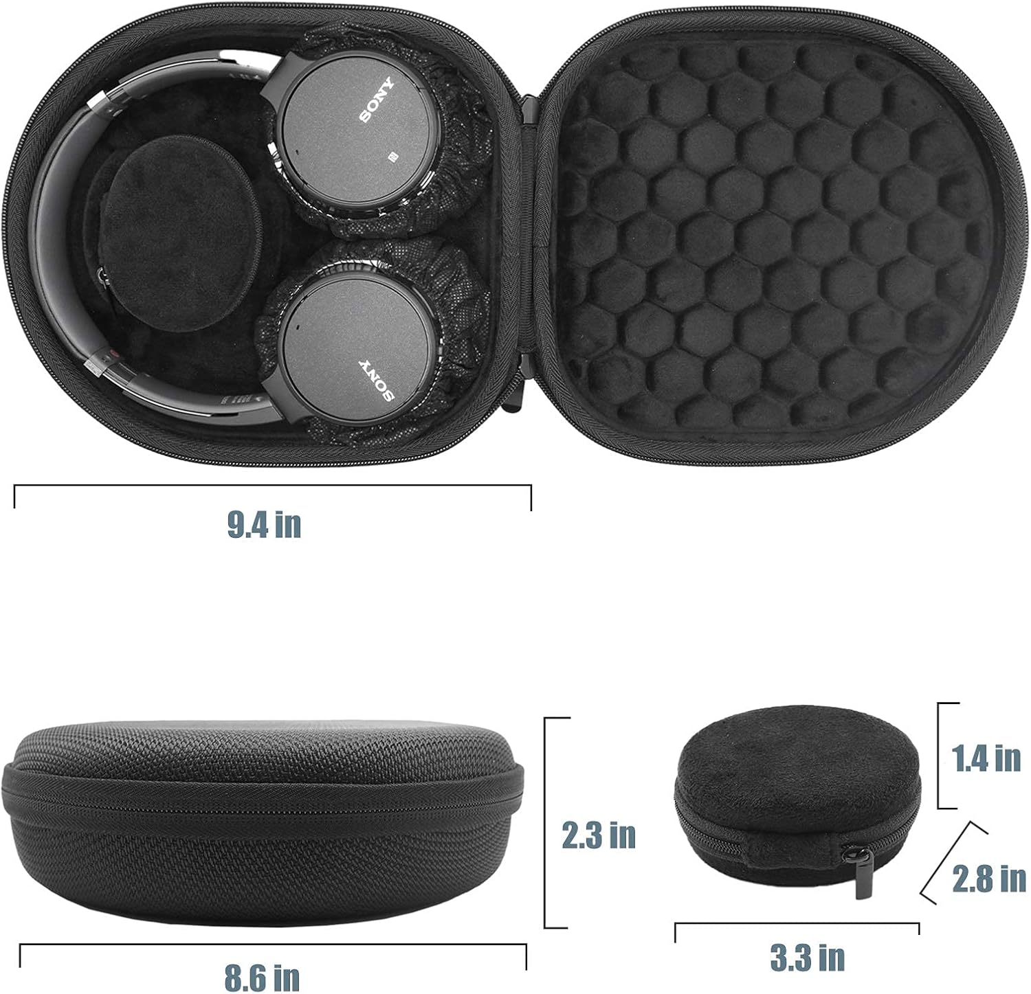 ProCase Hard Carrying Case for Sony & Bose Headphones, Black Travel Bag