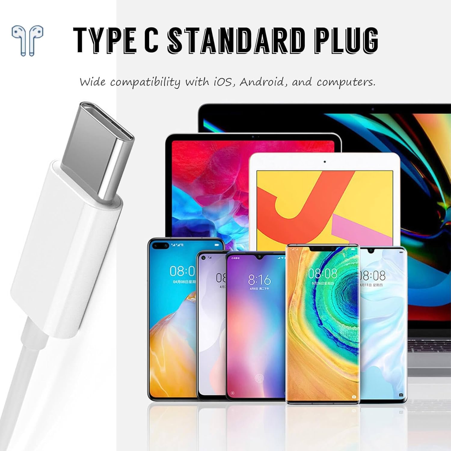 USB C Headphones 2 Pack Wired Earbuds with Mic for iPhone 15/16 Galaxy S25 S24
