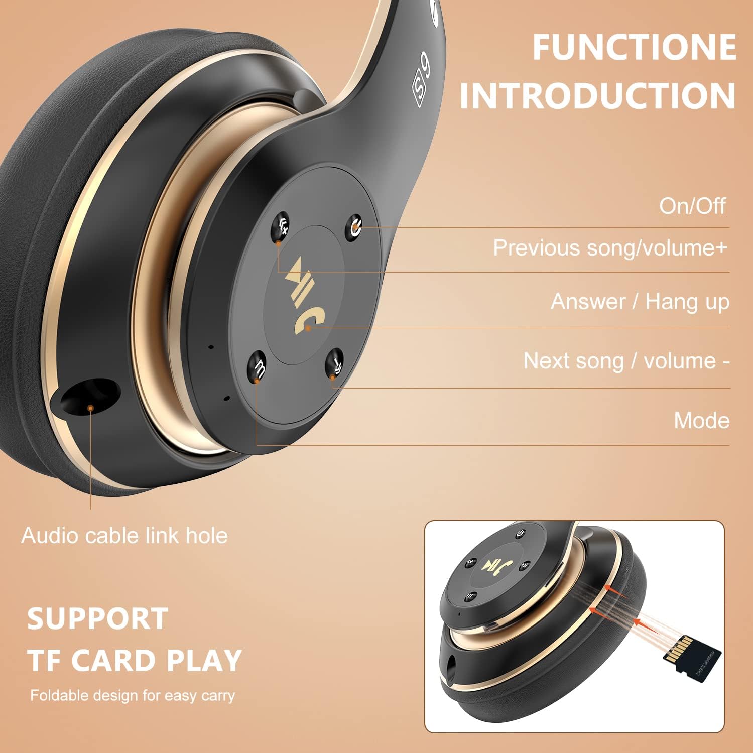 Rebocico Bluetooth Over-Ear Headphones 65H Playtime Wireless Headset