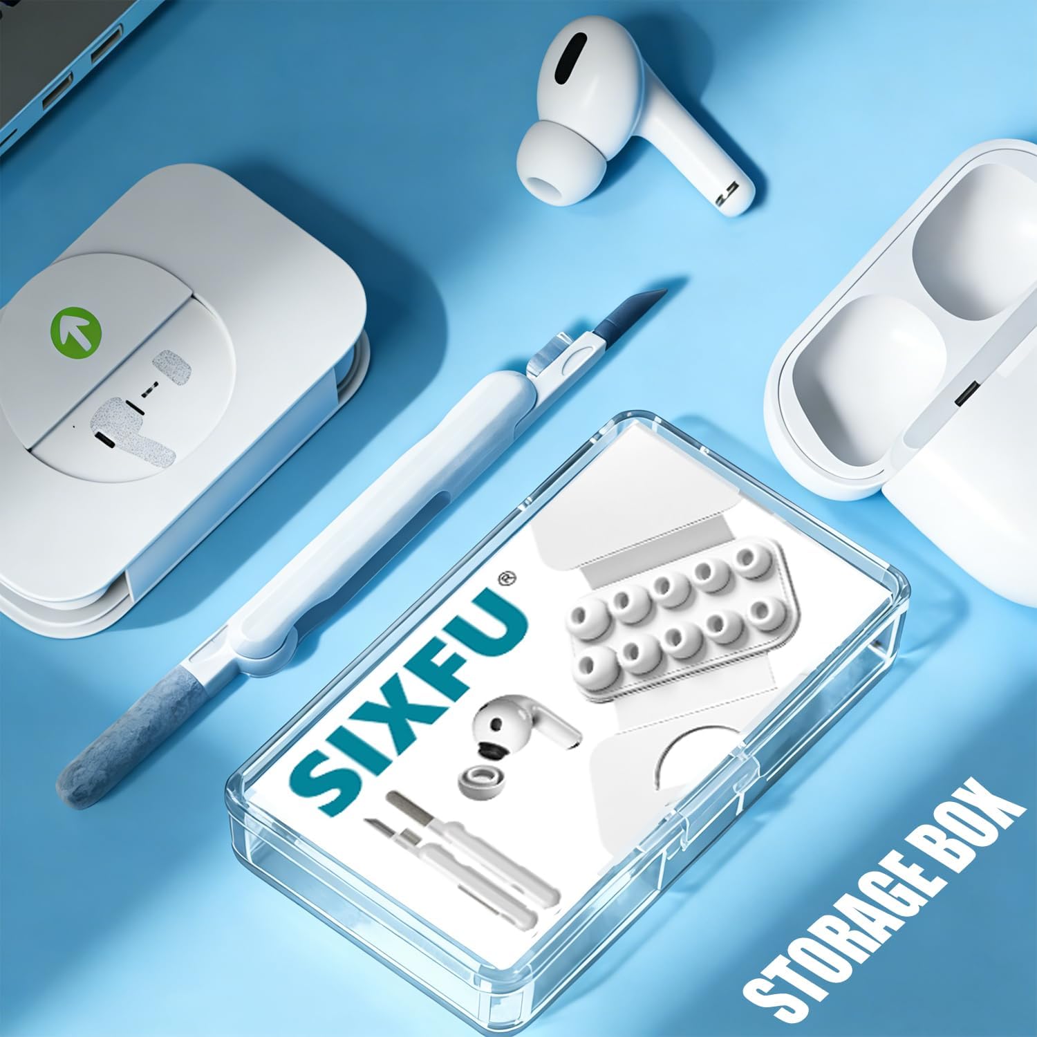 SIXFU Ear Tips for AirPods Pro/Pro 2, 4 Sizes with Cleaning Kit & Box