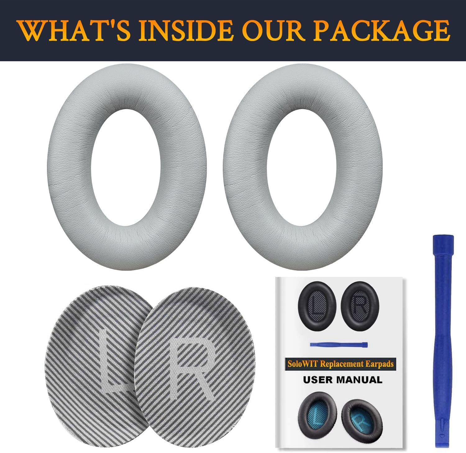 SoloWIT Earpads for Bose QC35 & QC35 II Headphones – Silver