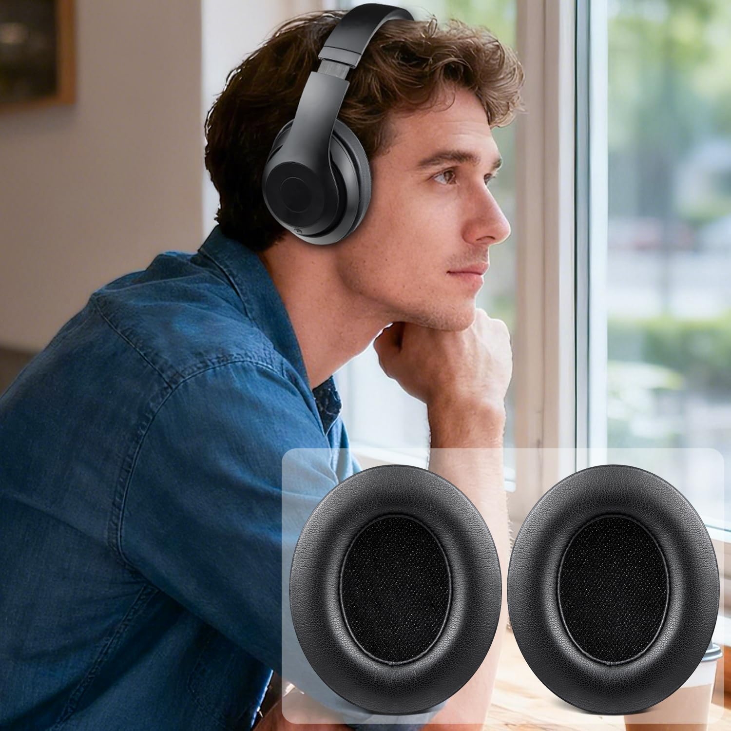 SoloWIT Earpads for Beats Studio 2/3 Memory Foam Protein Leather Black