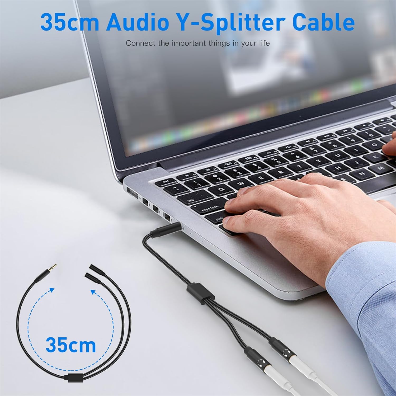 3.5mm Audio Splitter Y Adapter Male to Dual Female Headphone Cable Aux