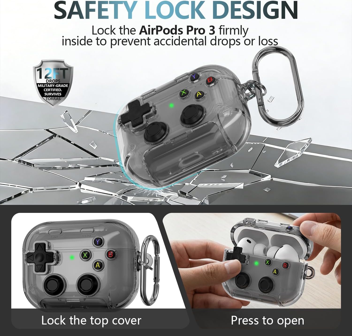 Hard AirPods Pro 3 Case Clear Gaming Cover Lock Fidget Stand Kit