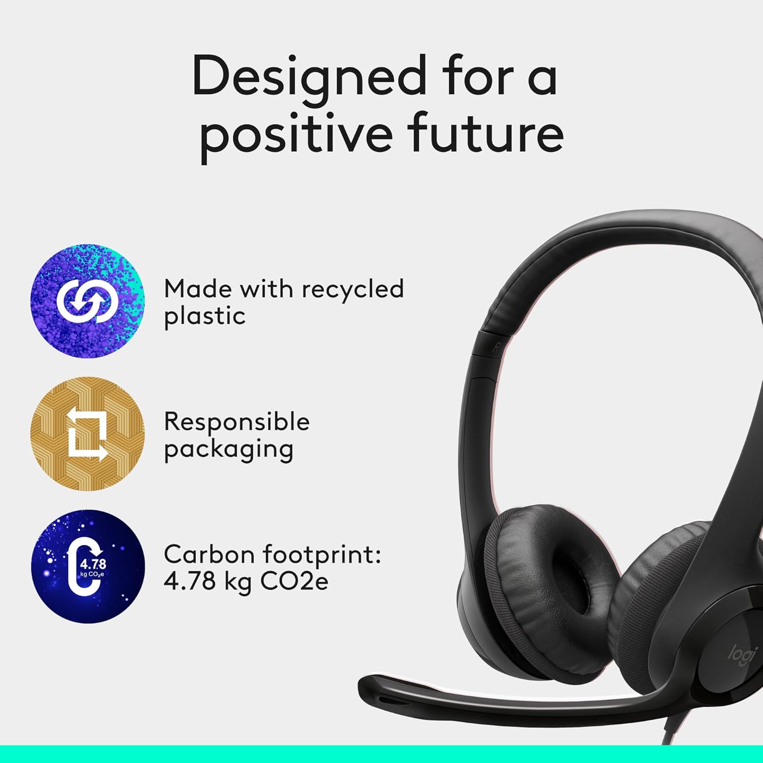 Logitech H390 USB Wired Headset with Noise Cancelling Mic Black