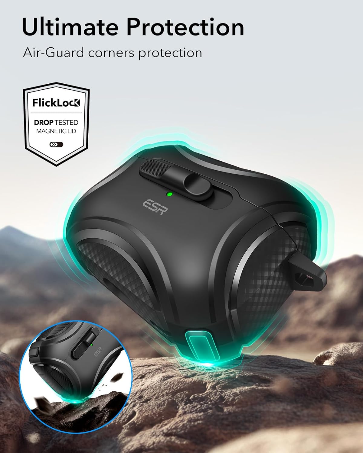 ESR AirPods Pro 2 Case MagSafe Lock Shockproof Black 2023