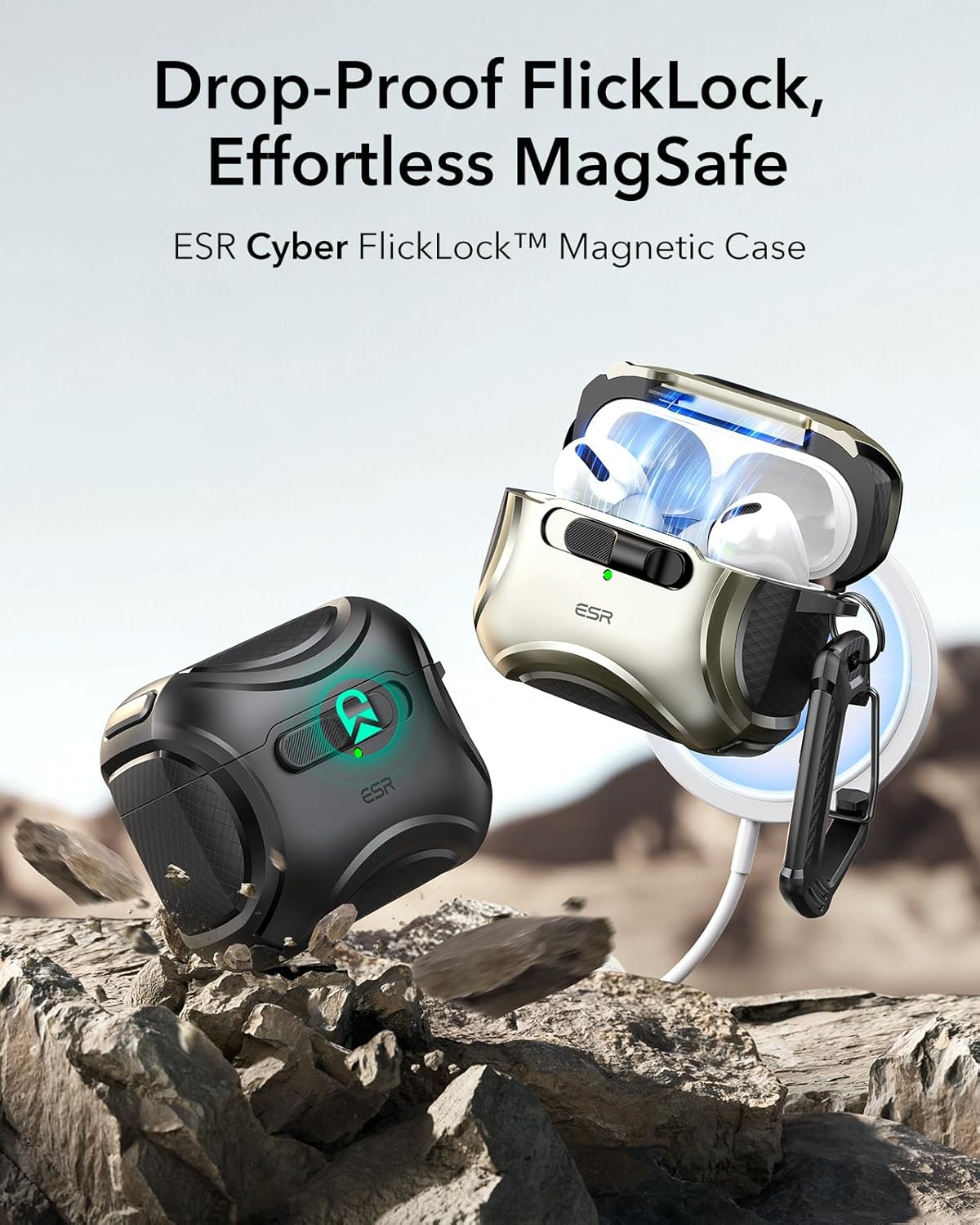 ESR AirPods Pro 2 Case MagSafe Lock Shockproof Black 2023