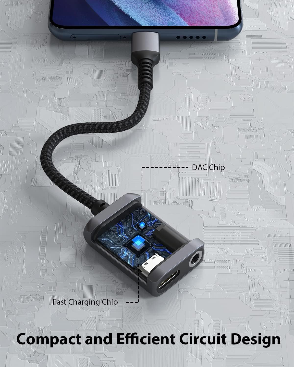 Stouchi USB-C to 3.5mm Adapter with 30W Fast Charging Hi-Res DAC